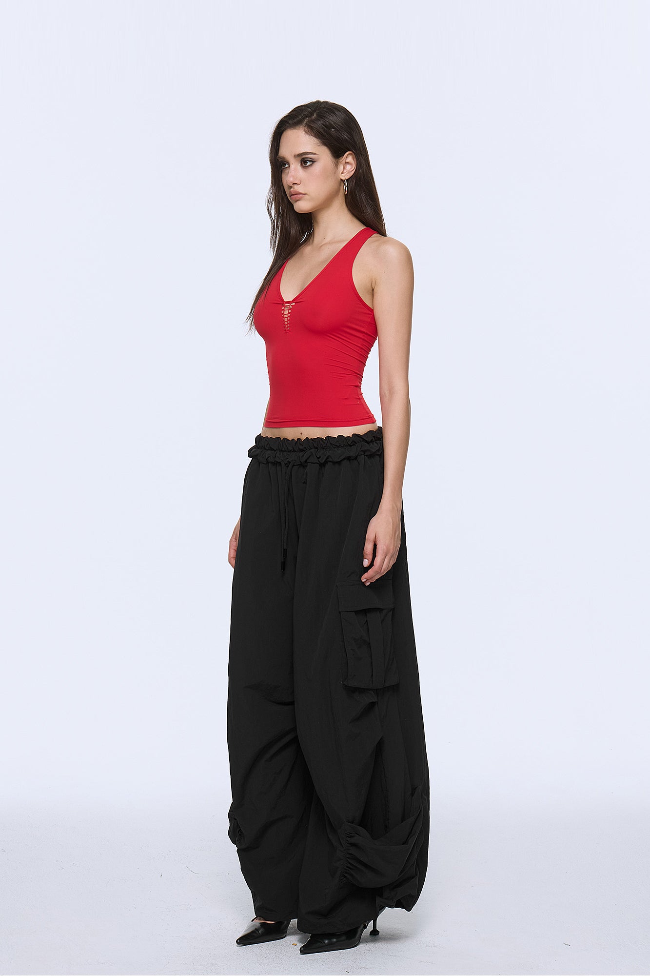 AE30 SAINT Lattice Cut-Out Plunge Tank Top