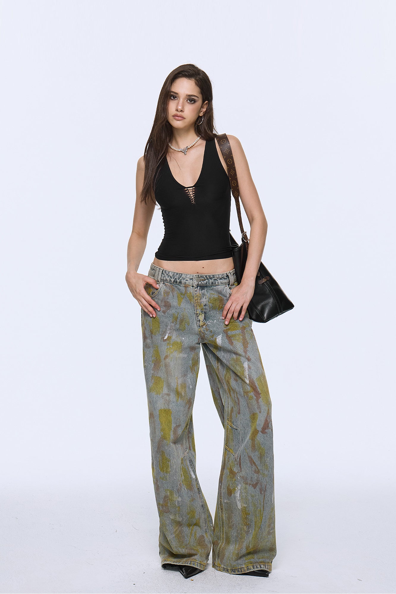 AE30 SAINT Lattice Cut-Out Plunge Tank Top