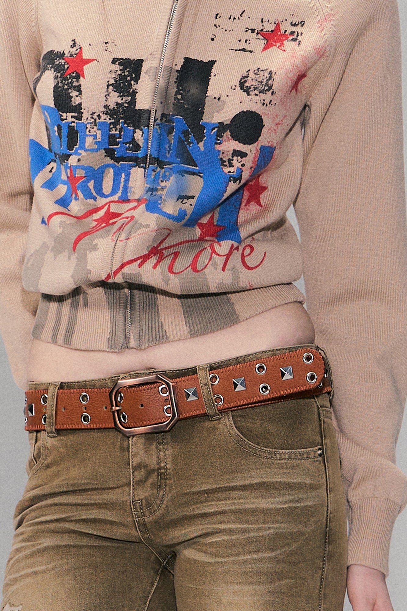 THE NEVERMORE Graphic Knit Zip-Up Hoodie