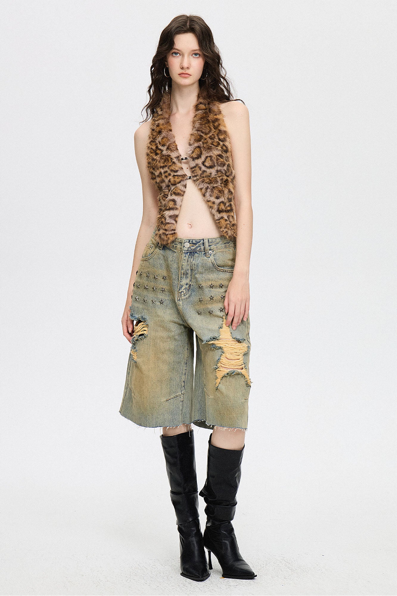 AE30 SAINT Fuzzy Faux-Fur Backless Halter Vest