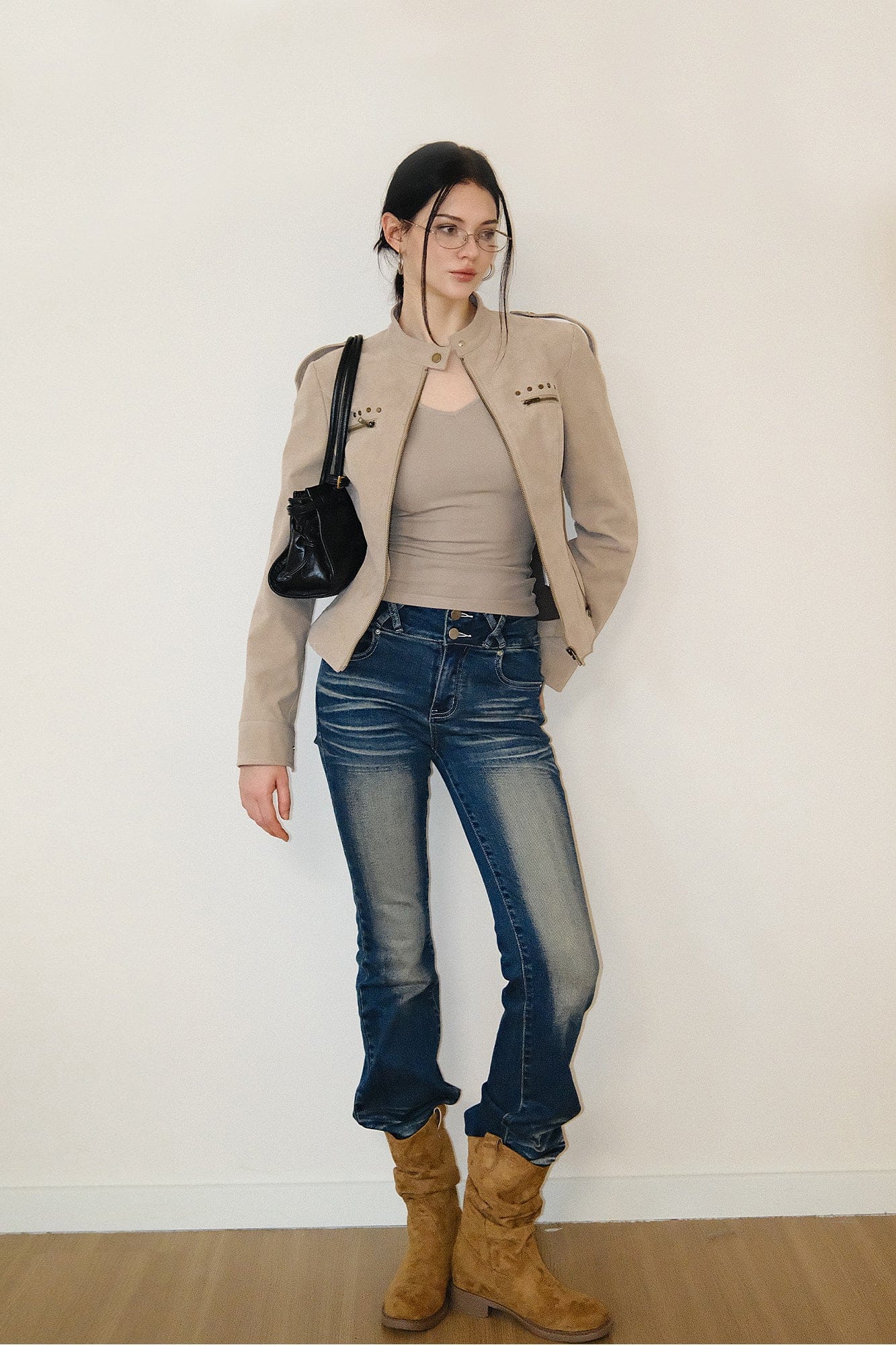 AE30 SAINT Rivet Flocked Cropped Jacket