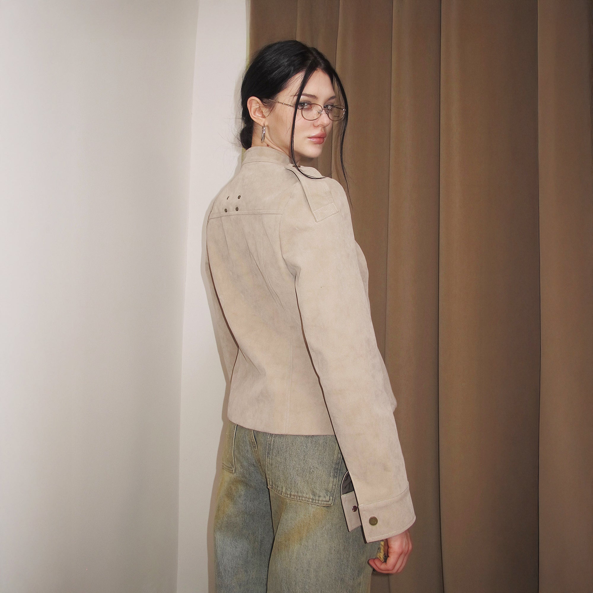 AE30 SAINT Rivet Flocked Cropped Jacket