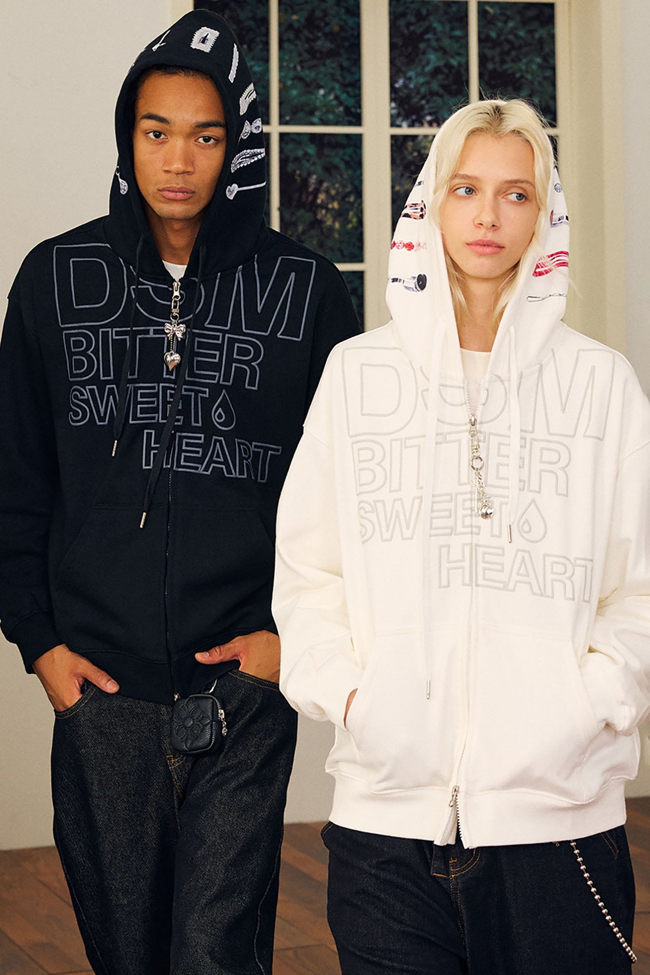 DONSMOKE Hairclip Graphic Double-Zip Hooded Jacket
