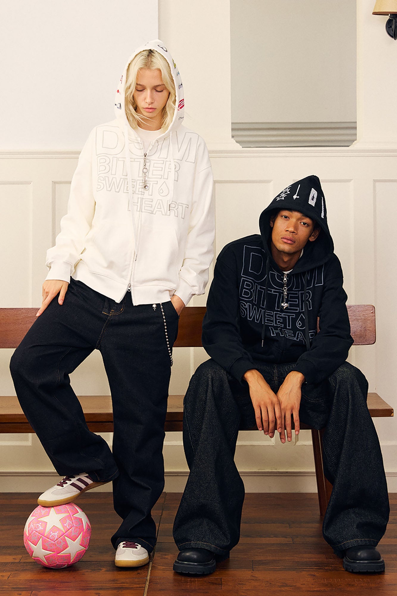 DONSMOKE Hairclip Graphic Double-Zip Hooded Jacket