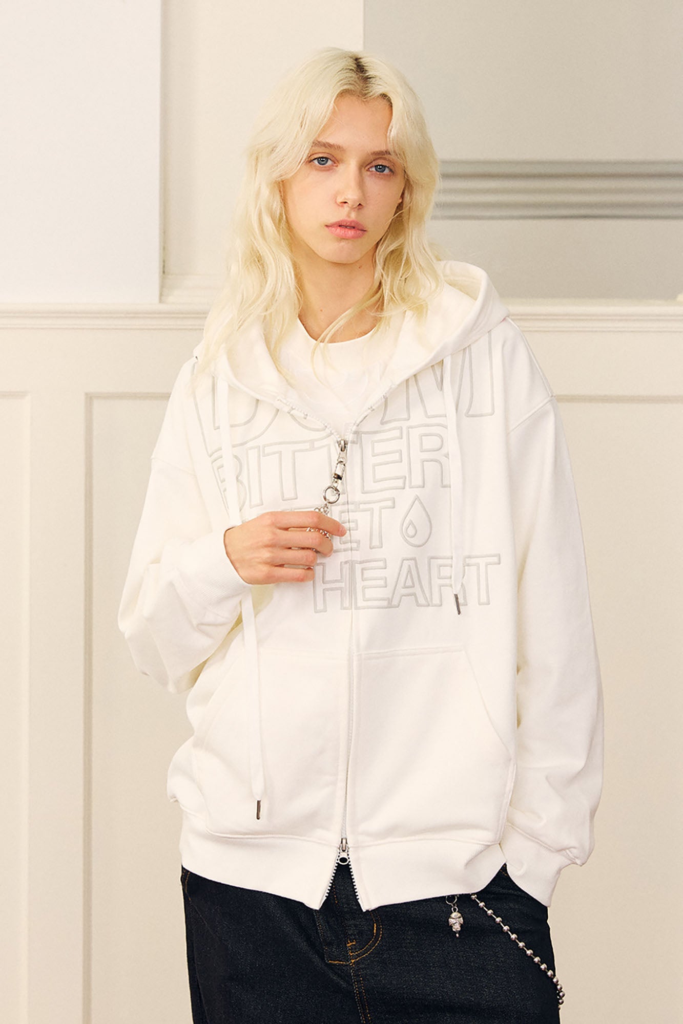 DONSMOKE Hairclip Graphic Double-Zip Hooded Jacket
