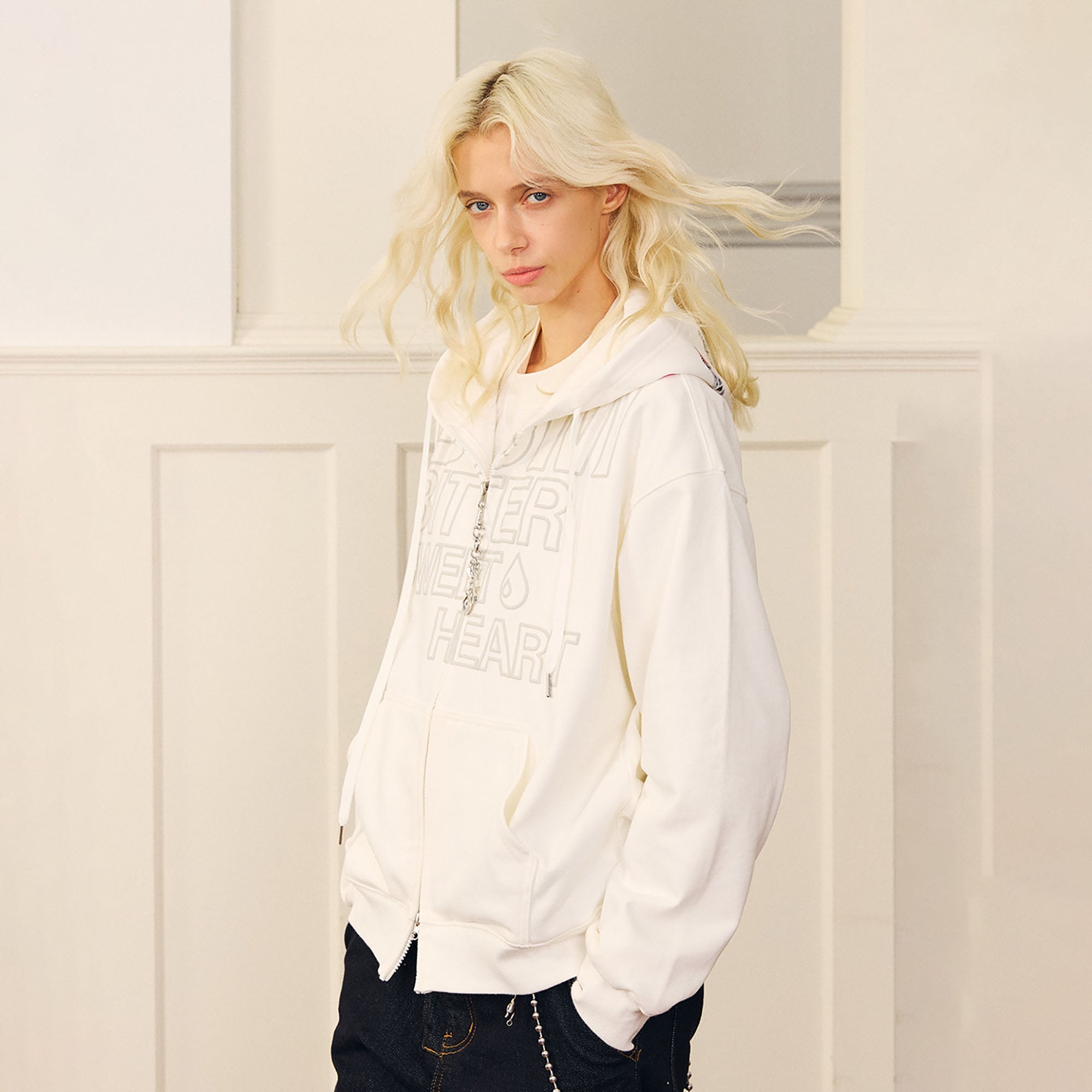 DONSMOKE Hairclip Graphic Double-Zip Hooded Jacket