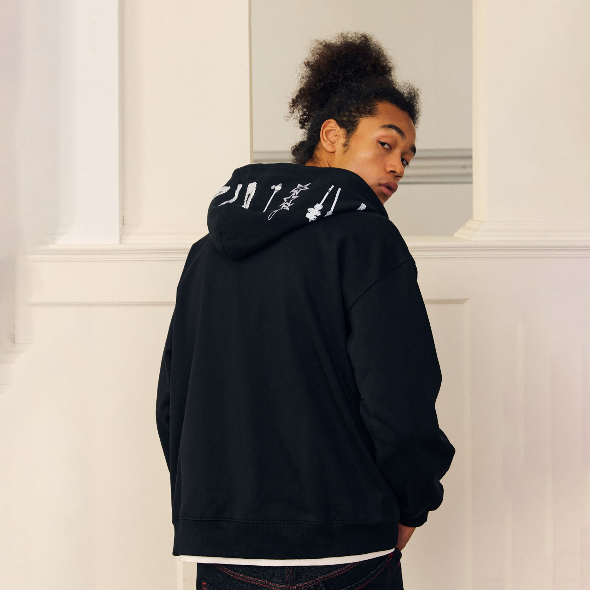 DONSMOKE Hairclip Graphic Double-Zip Hooded Jacket