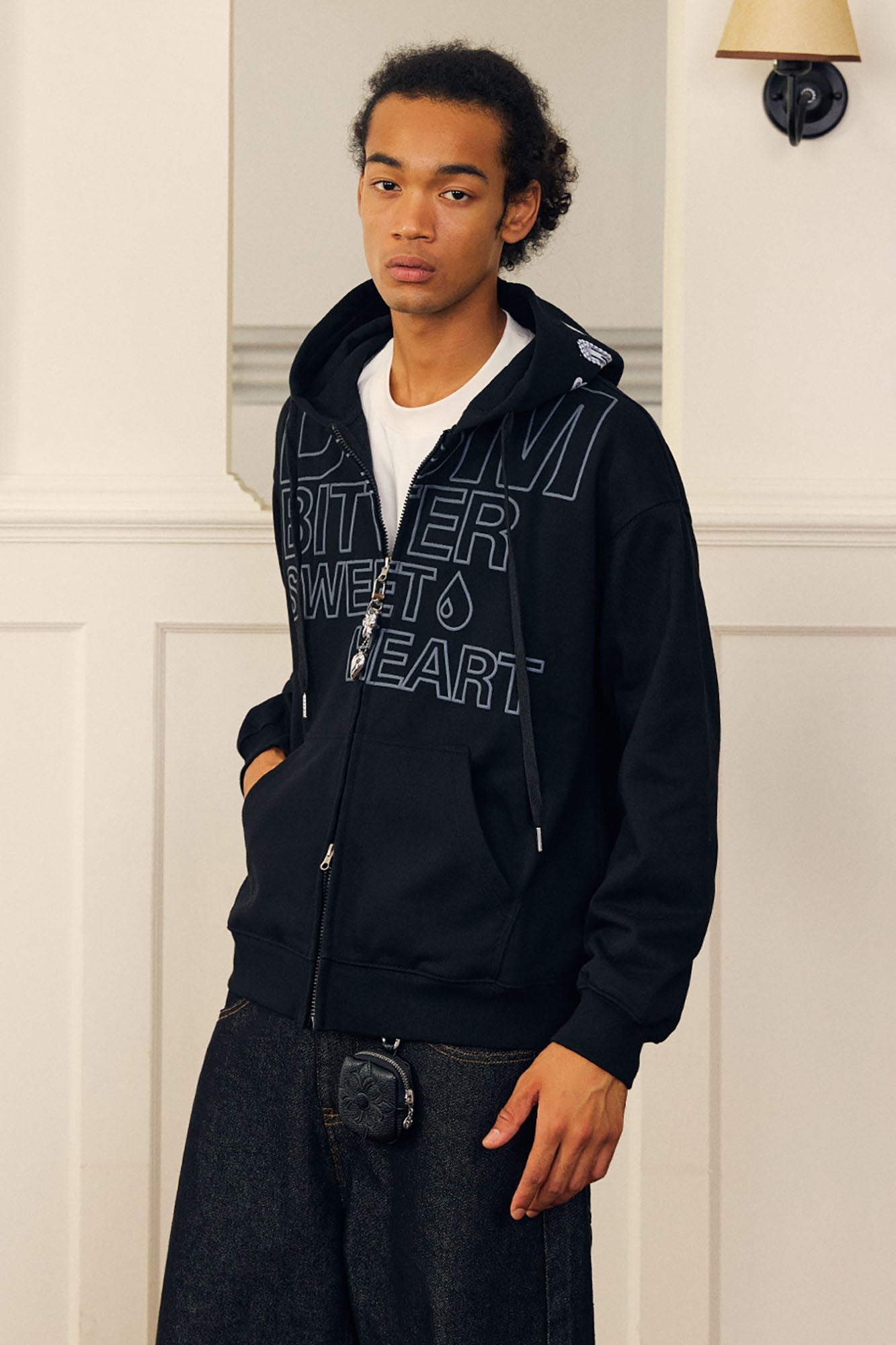 DONSMOKE Hairclip Graphic Double-Zip Hooded Jacket