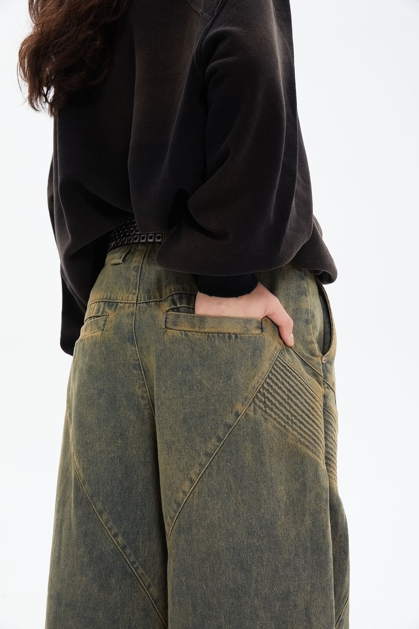 ERROR CODE ROBOT Heavy Wash Paneled Straight-Leg Jeans