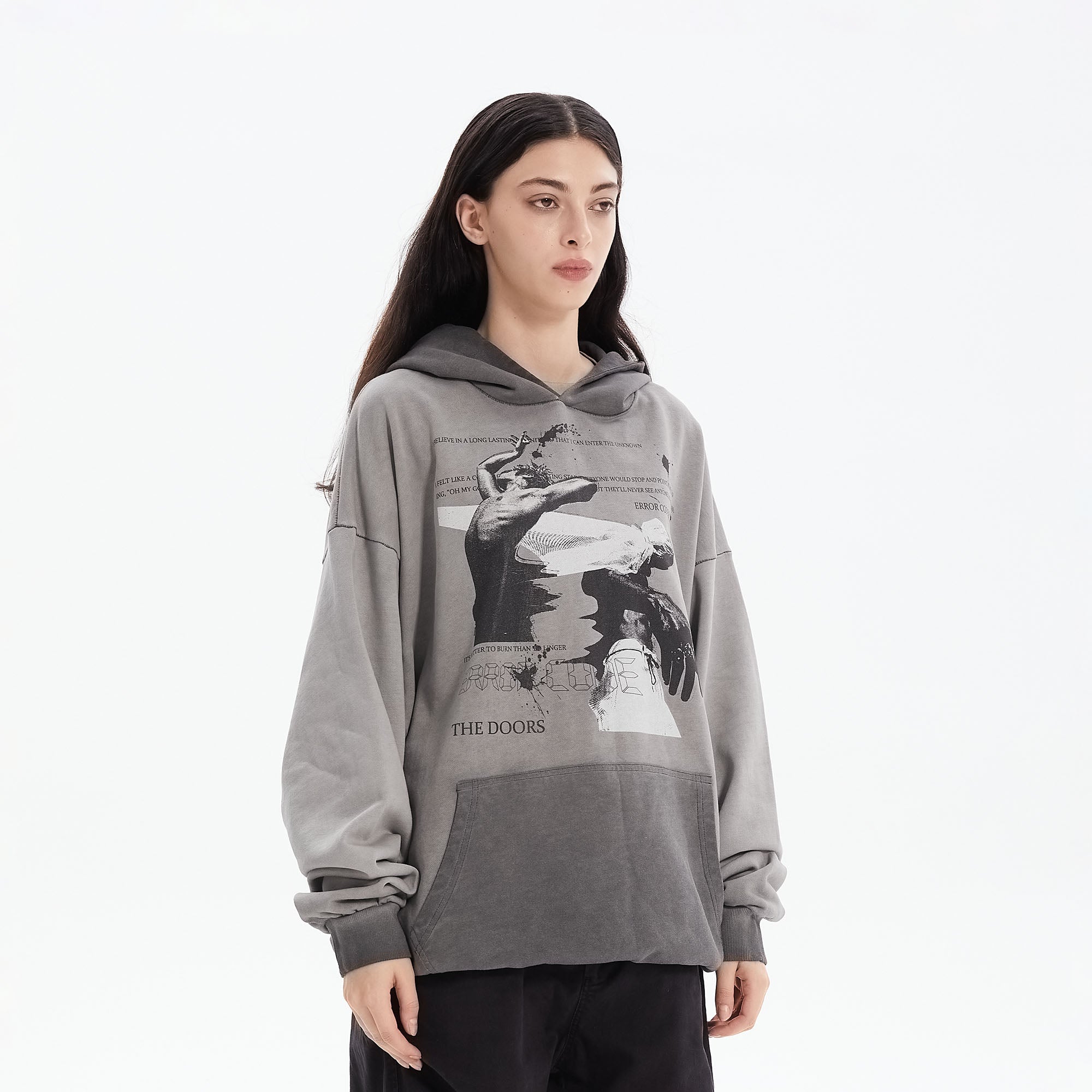 ERROR CODE ROBOT Graphic Faded Oversized Hoodie