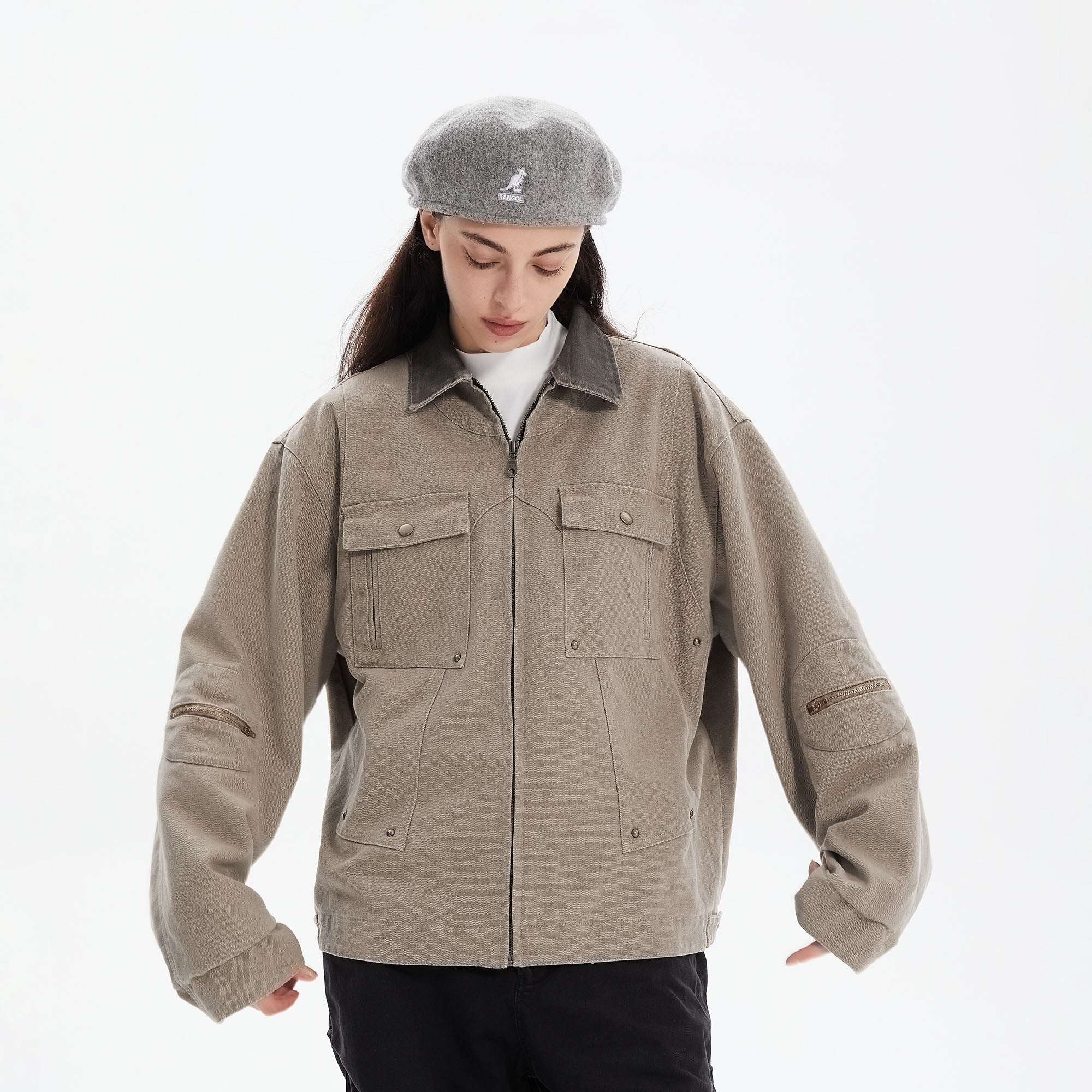 ERROR CODE ROBOT Contrast Collar Workwear Jacket