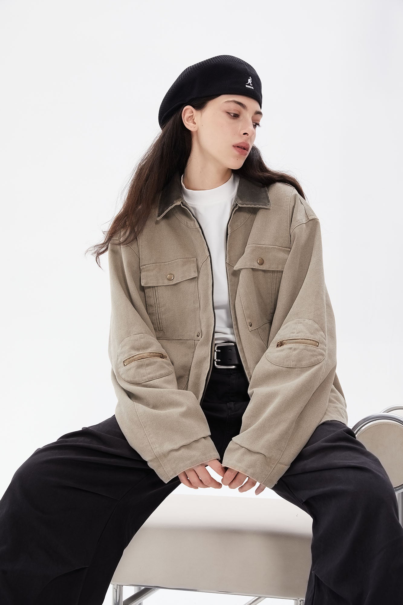 ERROR CODE ROBOT Contrast Collar Workwear Jacket
