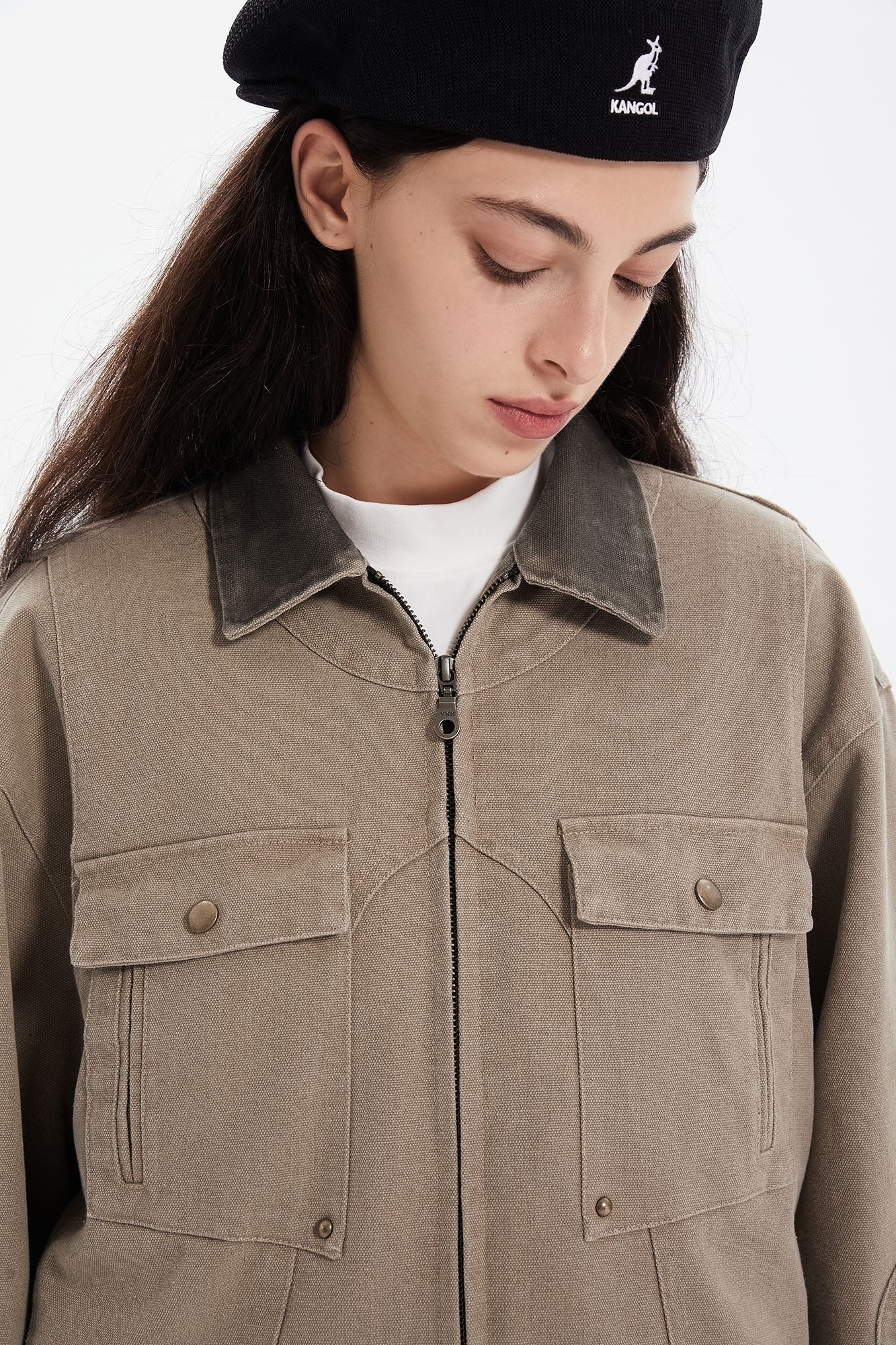 ERROR CODE ROBOT Contrast Collar Workwear Jacket