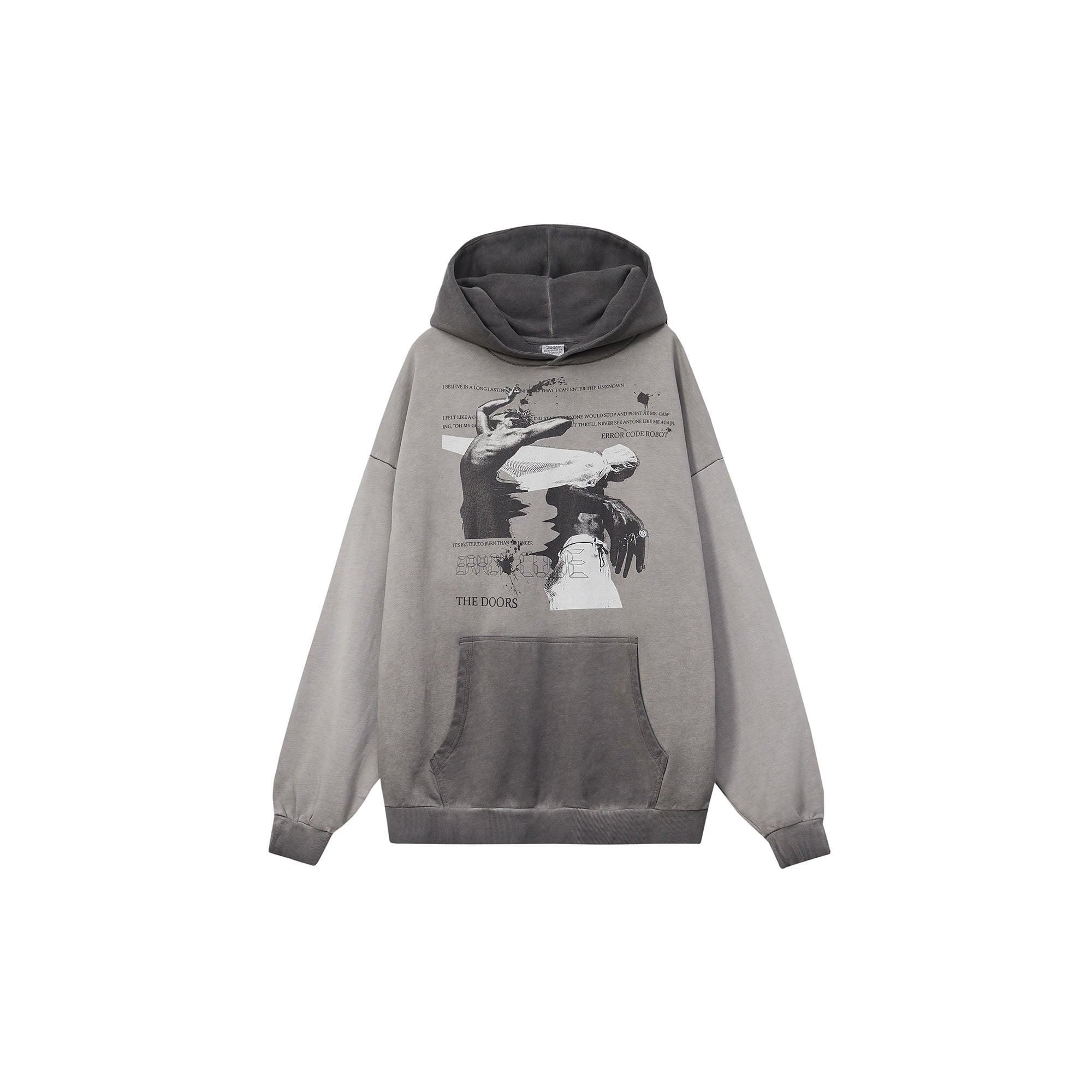 ERROR CODE ROBOT Graphic Faded Oversized Hoodie