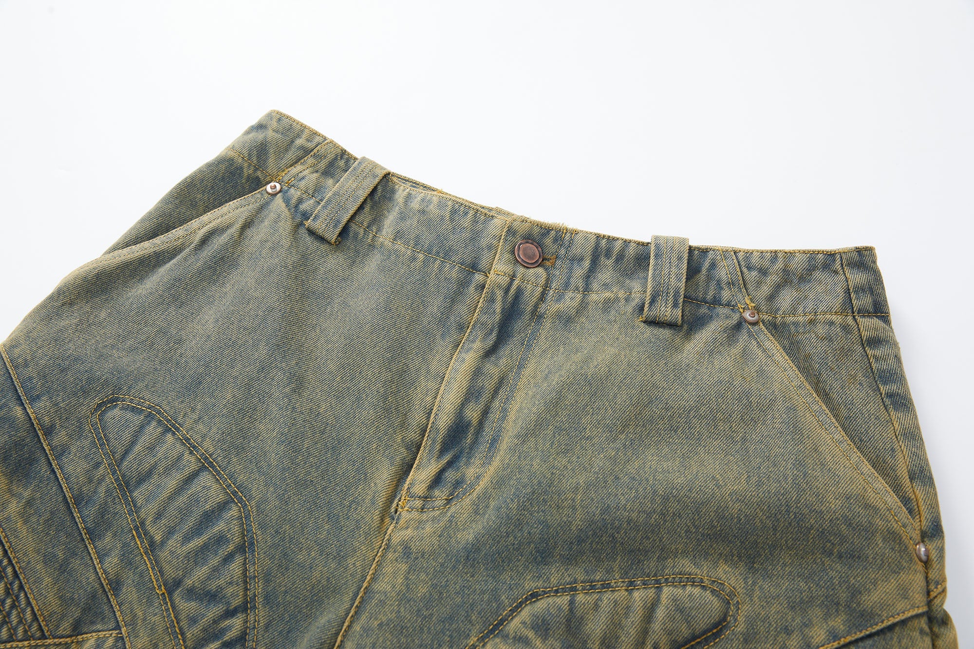 ERROR CODE ROBOT Heavy Wash Paneled Straight-Leg Jeans