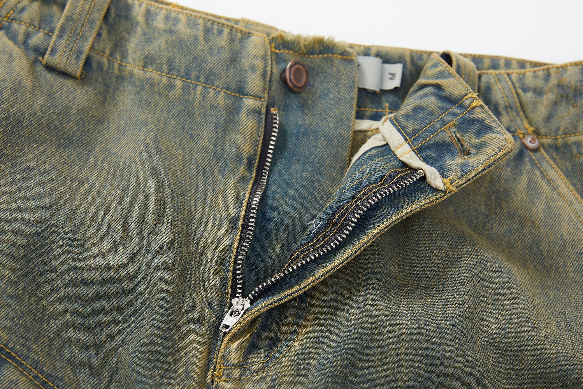 ERROR CODE ROBOT Heavy Wash Paneled Straight-Leg Jeans