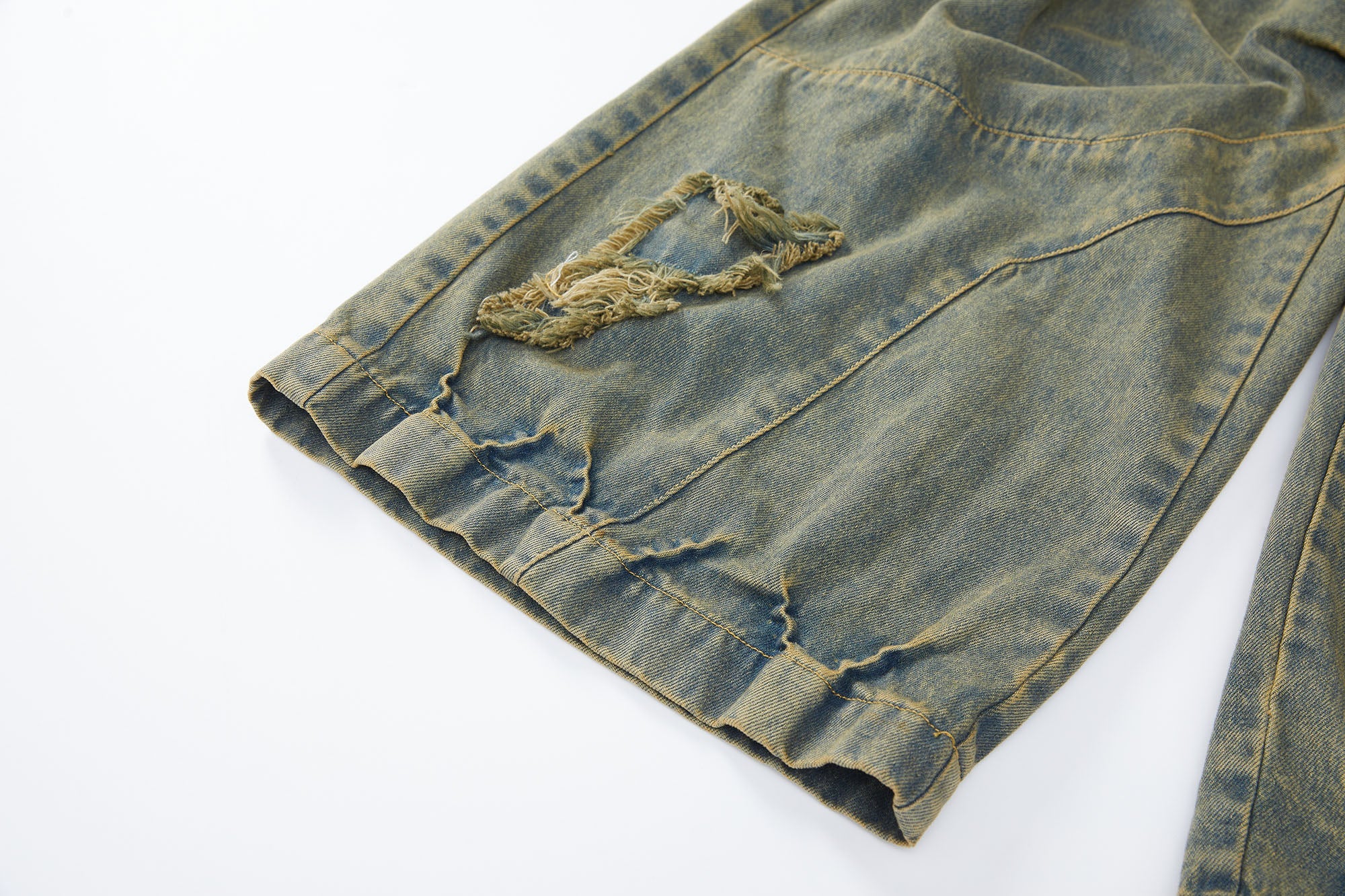 ERROR CODE ROBOT Heavy Wash Paneled Straight-Leg Jeans