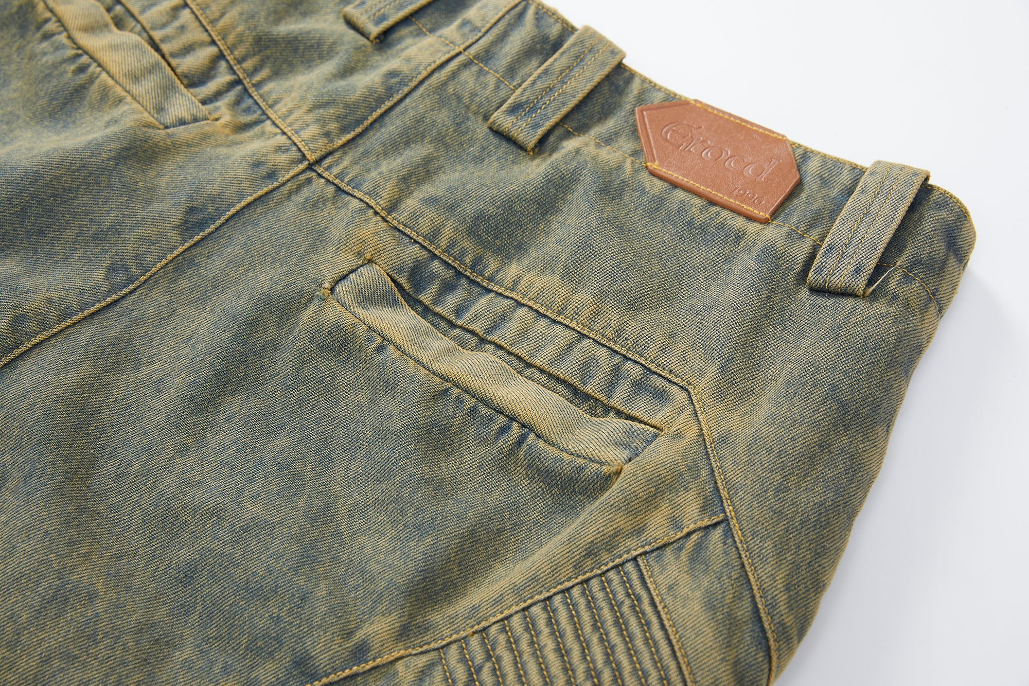 ERROR CODE ROBOT Heavy Wash Paneled Straight-Leg Jeans
