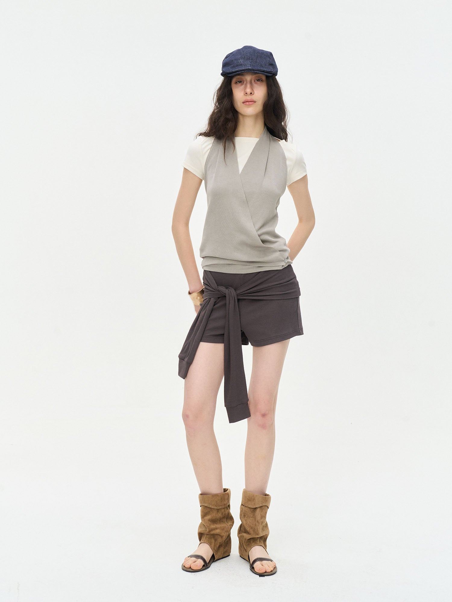 LEONSENSE Backless Draped Halter Top