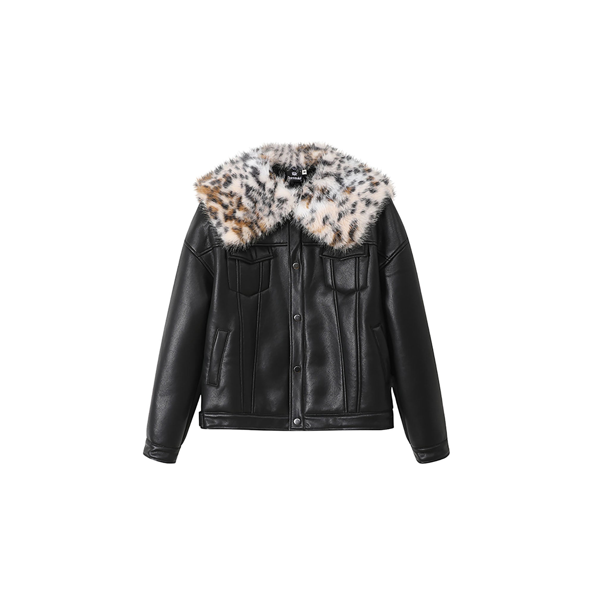 DONSMOKE × NANA Detachable Leopard Collar PU Jacket