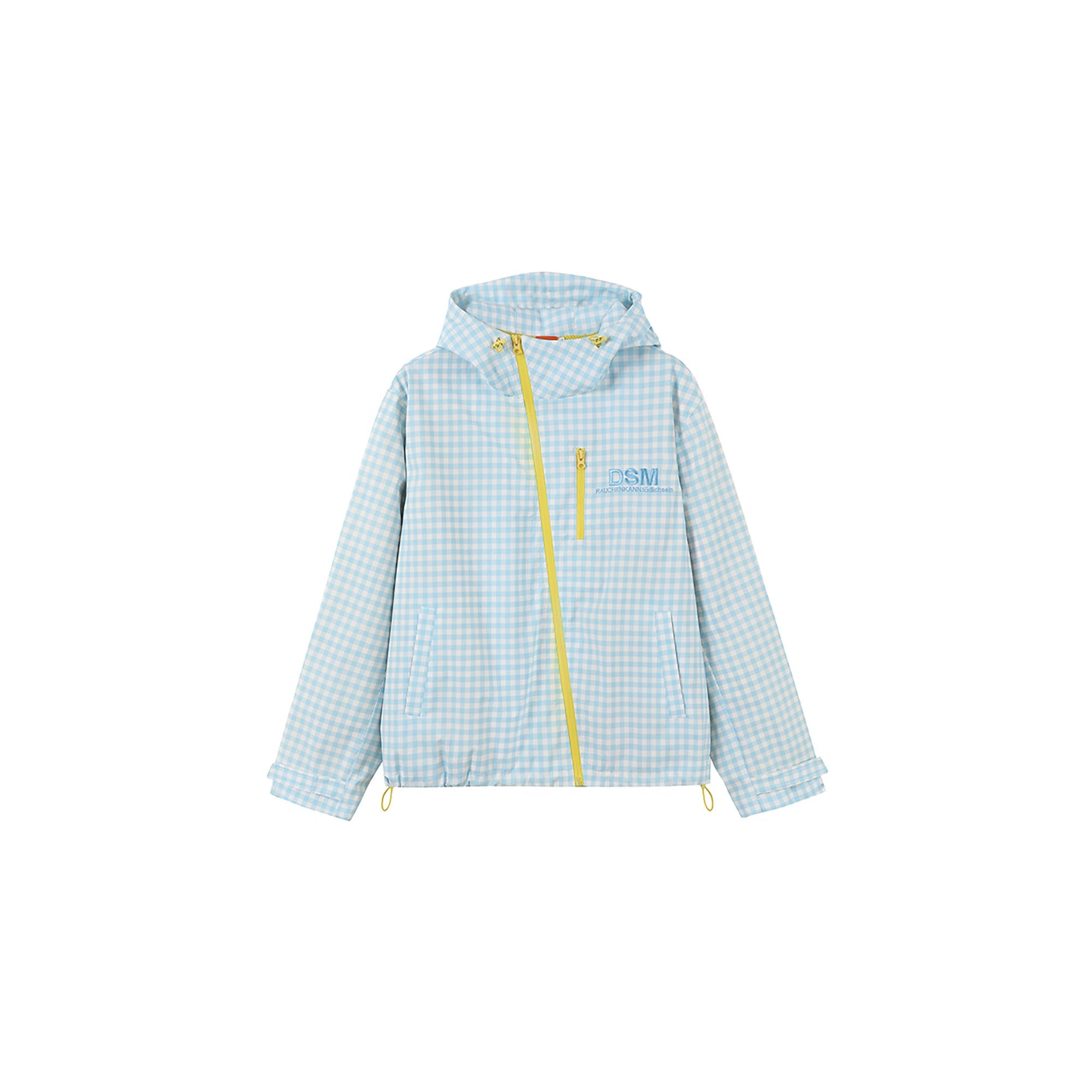 DONSMOKE Diagonal-Zip Check Teflon Windbreaker