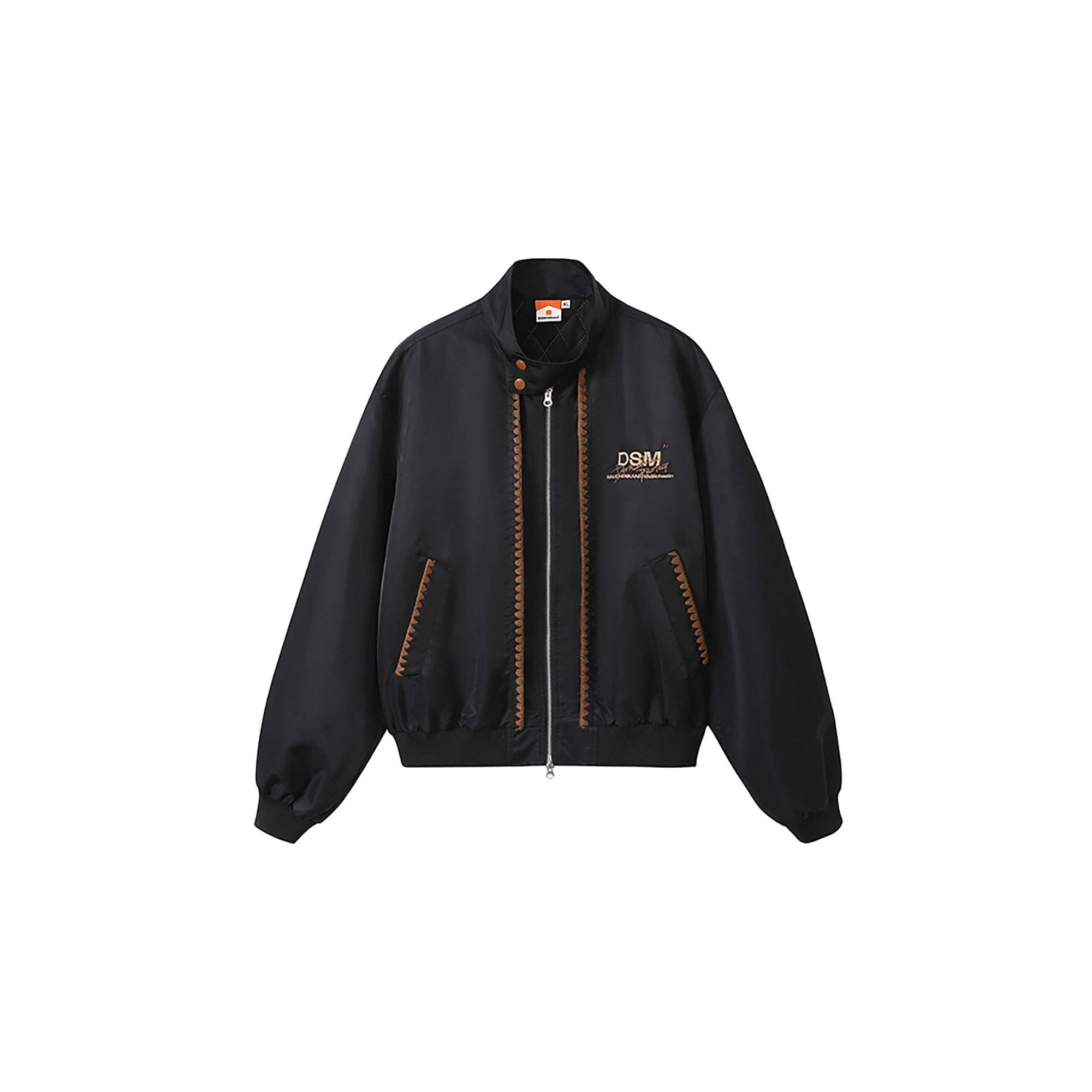 DONSMOKE Glossy Contrast Whipstitch Bomber Jacket