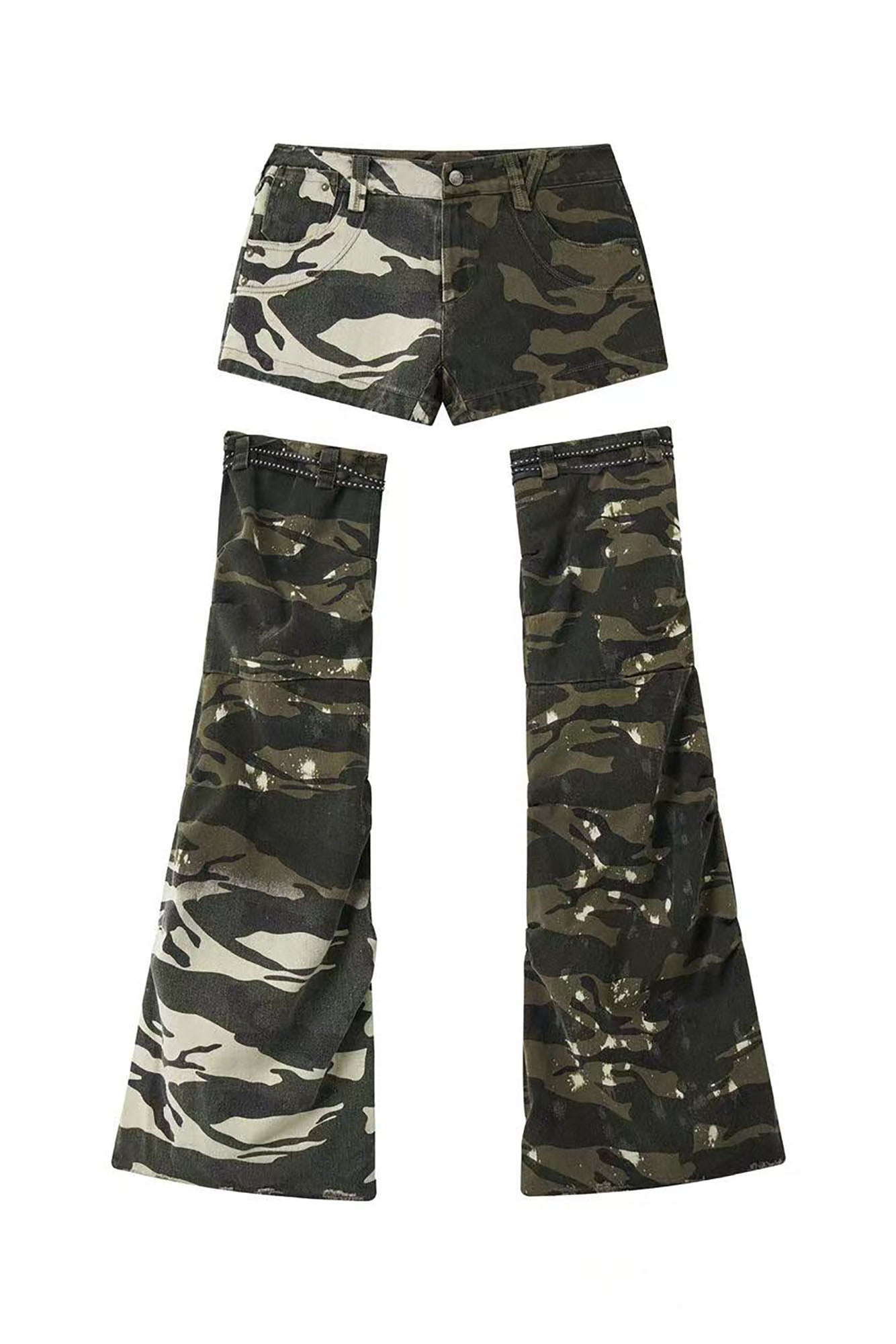 NONAME SPACE Camo Mini Shorts & Stacked Leg Warmer Set