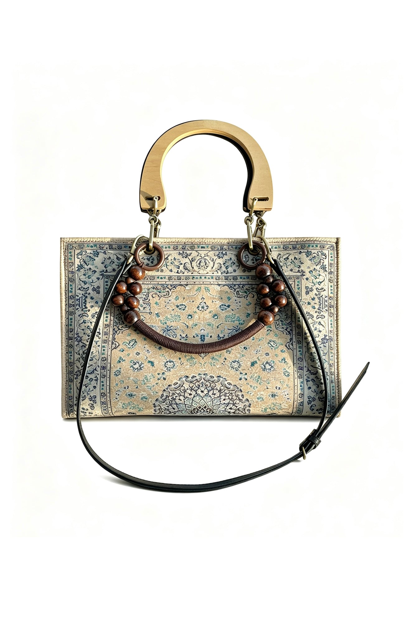 VERSION9 Tapestry Beaded Handle Tote Bag
