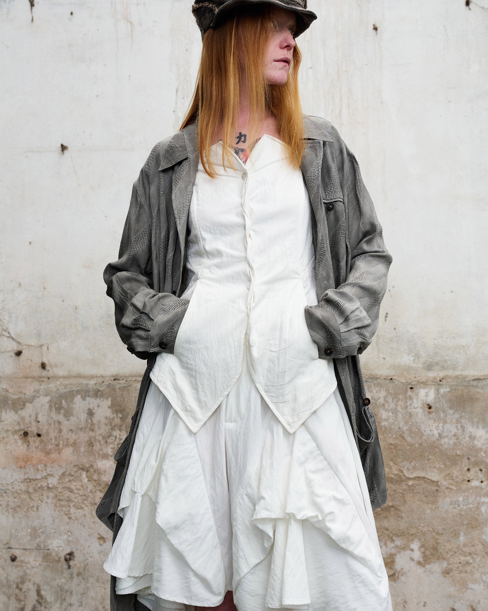 ILNya Nieternite Nifutur Layered Asymmetrical Skort White