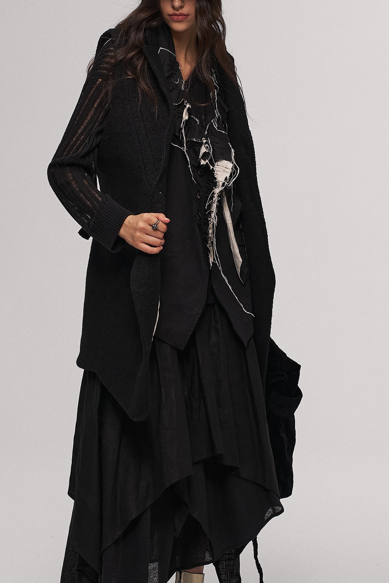 ILNya Nieternite Nifutur Asym Pleated Sheer Layered Skirt