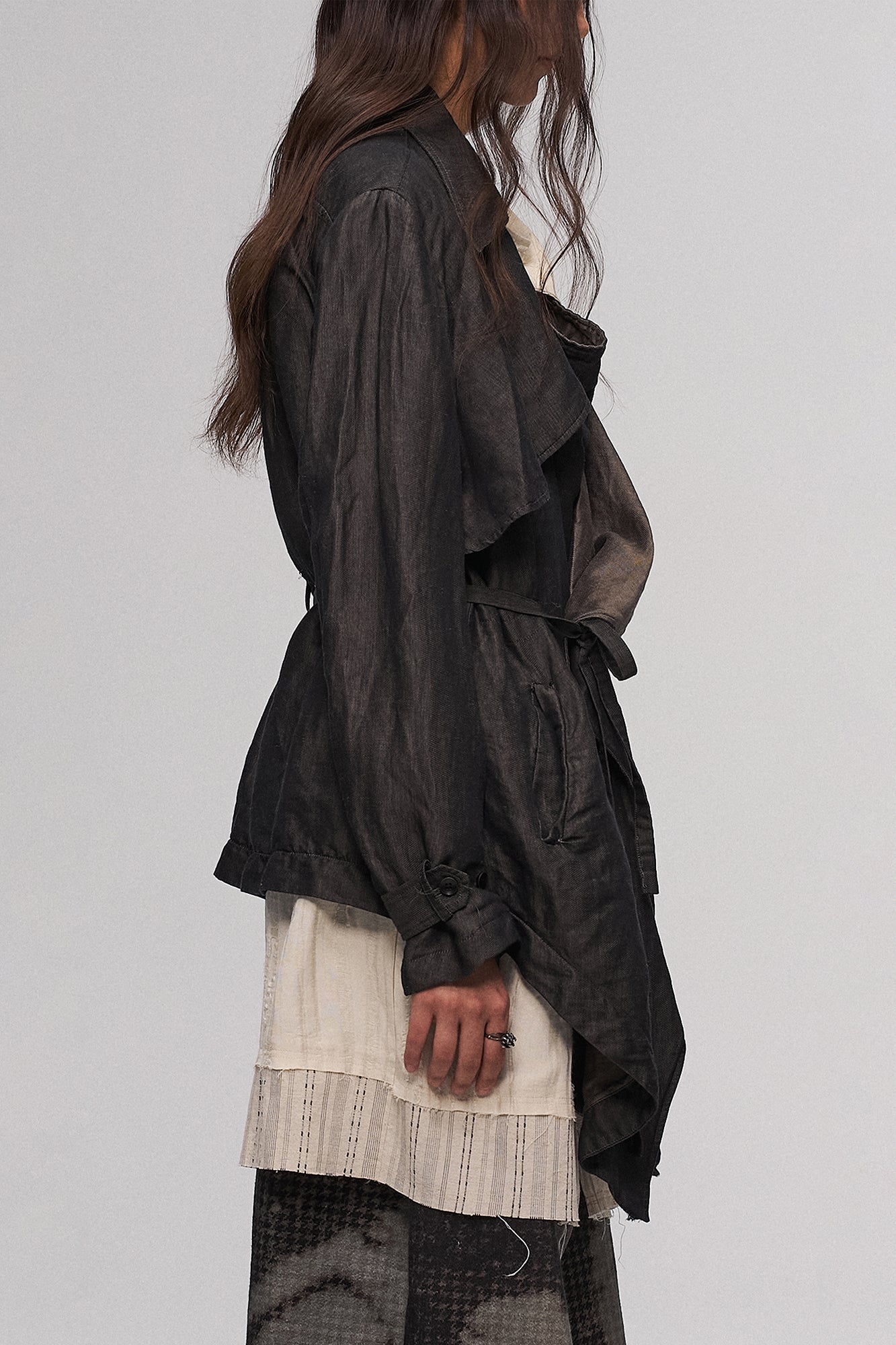ILNya Nieternite Nifutur Asymmetric Draped-Flap Belted Jacket