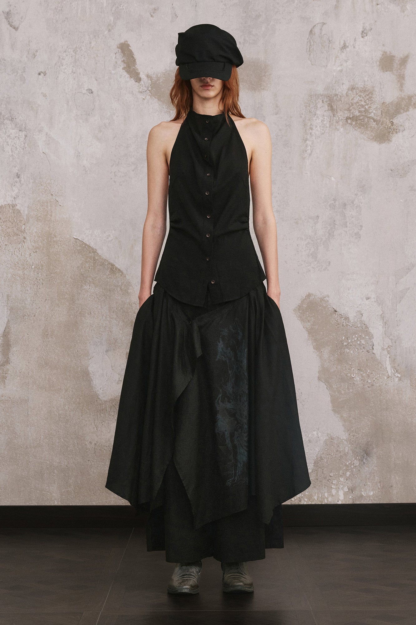 ILNya Nieternite Nifutur Asymmetrical Layered Graphic Skirt Pants