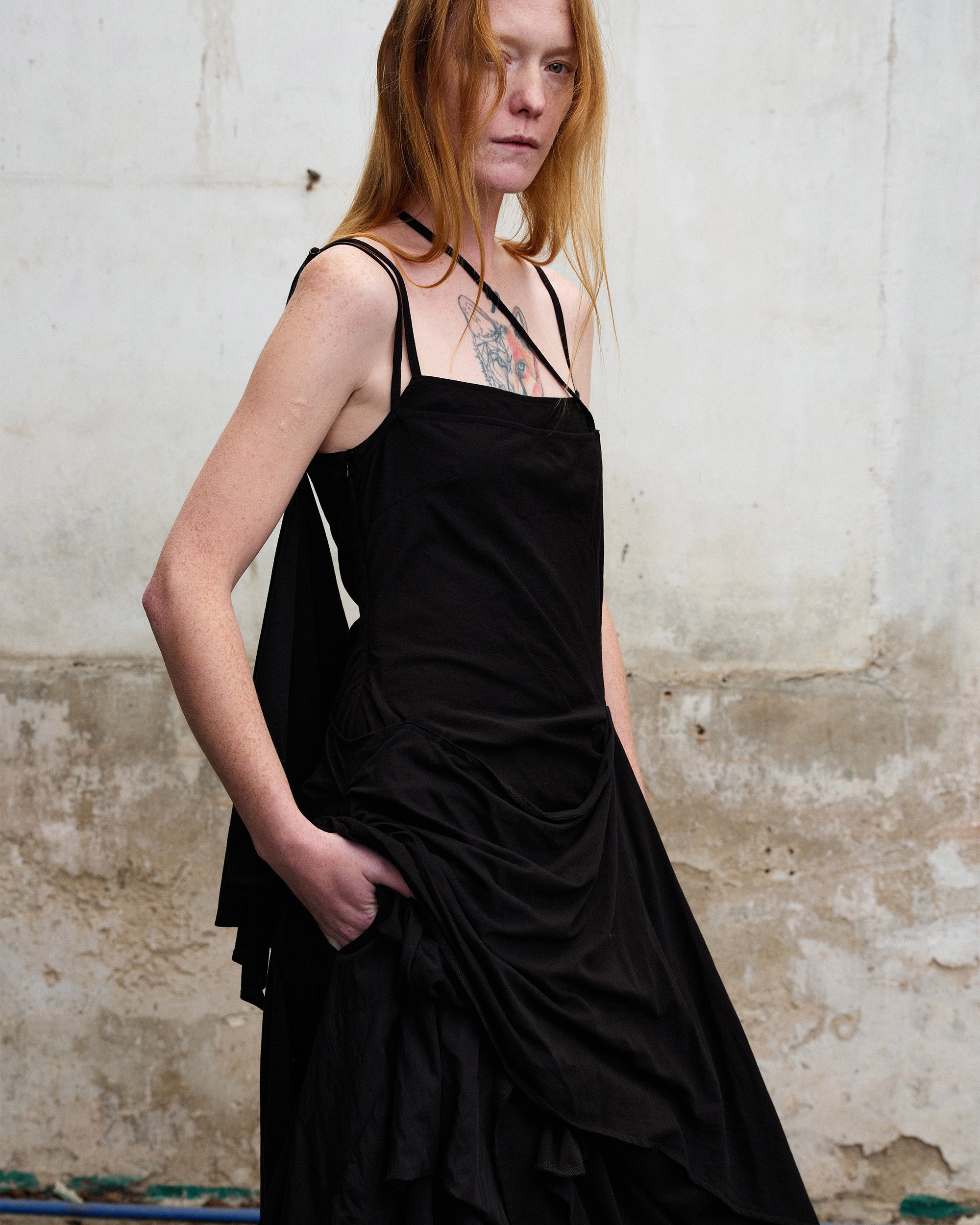 ILNya Nieternite Nifutur Layered Asymmetrical Skort Black