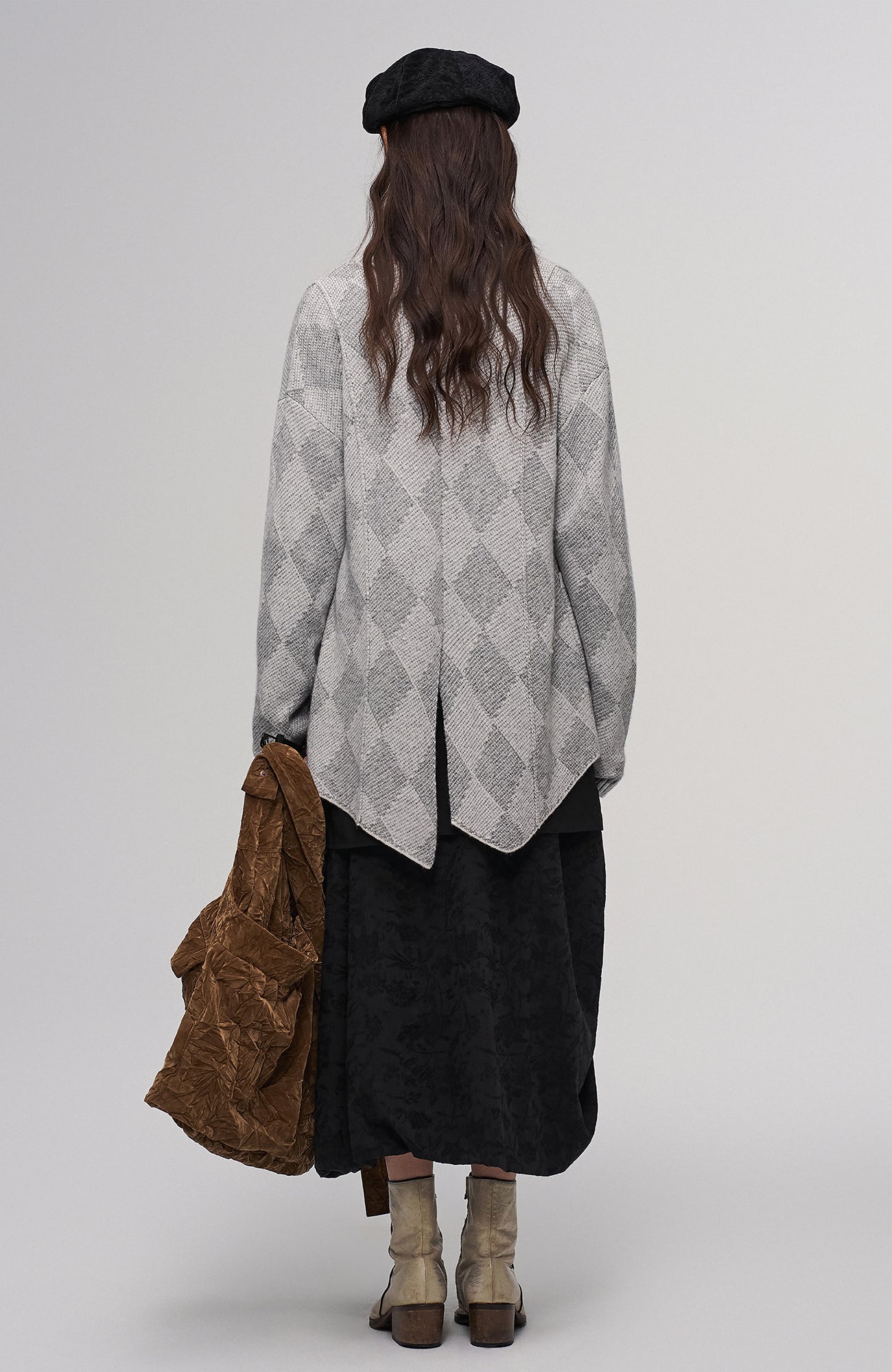 ILNya Nieternite Nifutur Oversized Linen Horsehide-Strap Messenger Bag