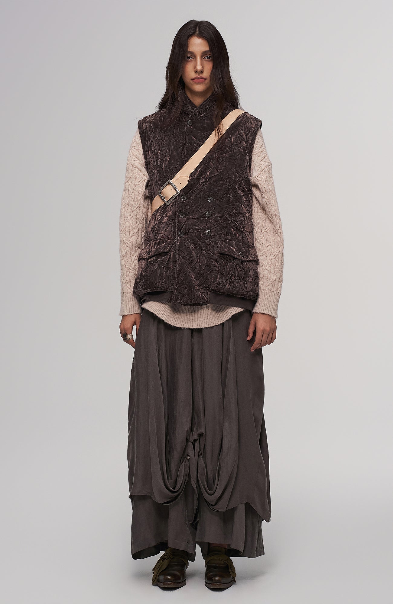 ILNya Nieternite Nifutur Asymmetric Tencel-Linen Blend Layered Skort