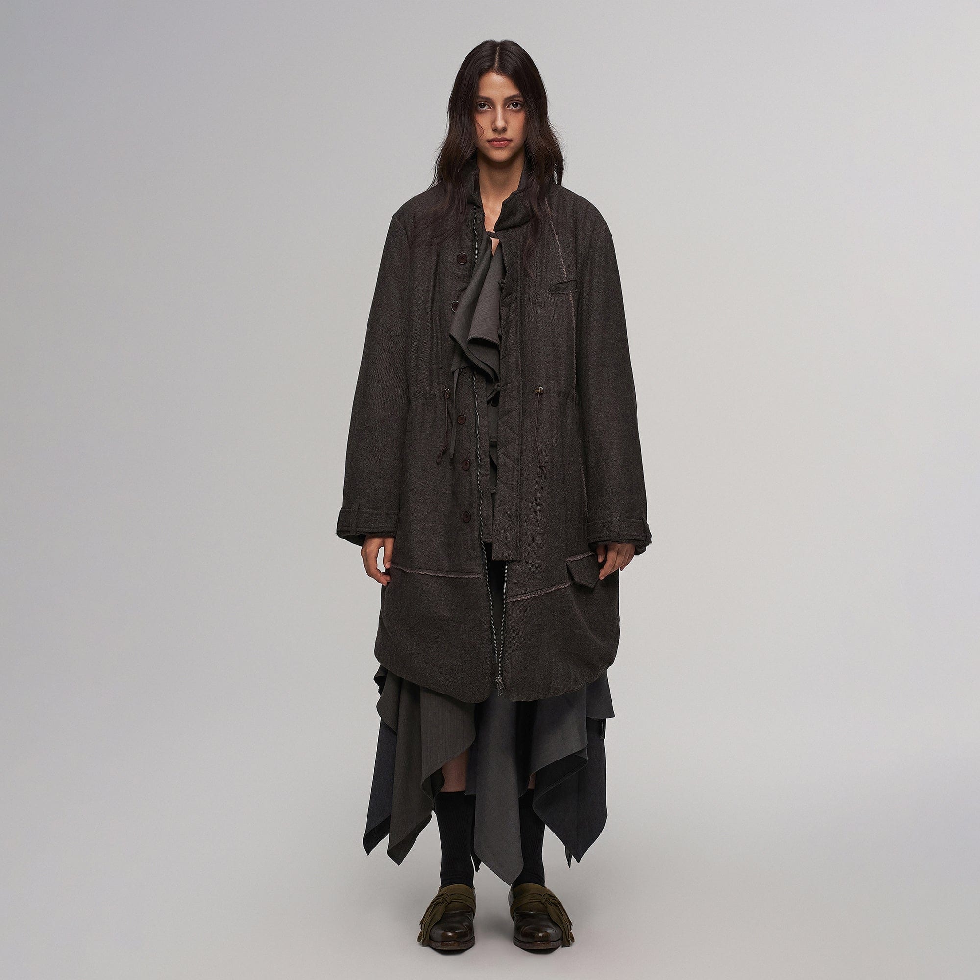 ILNya Nieternite Nifutur Asym Hem Drawcord Wool-Blend Parka