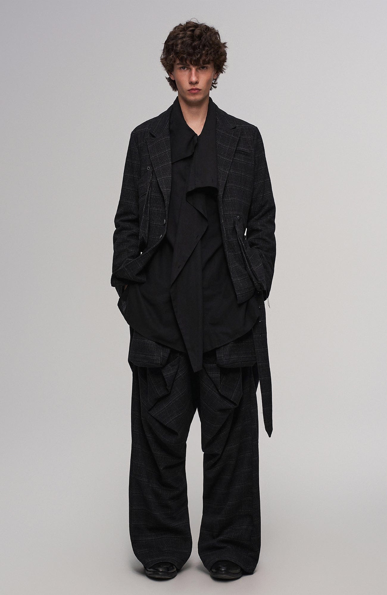 ILNya Nieternite Nifutur Deconstructed Plaid Drop-Crotch Pants