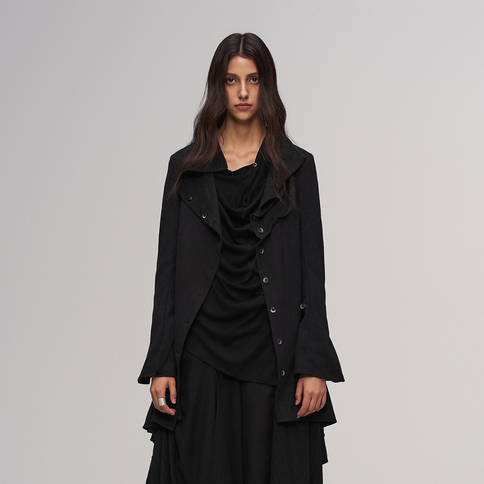 ILNya Nieternite Nifutur Cowl Neck Layered Flared Coat