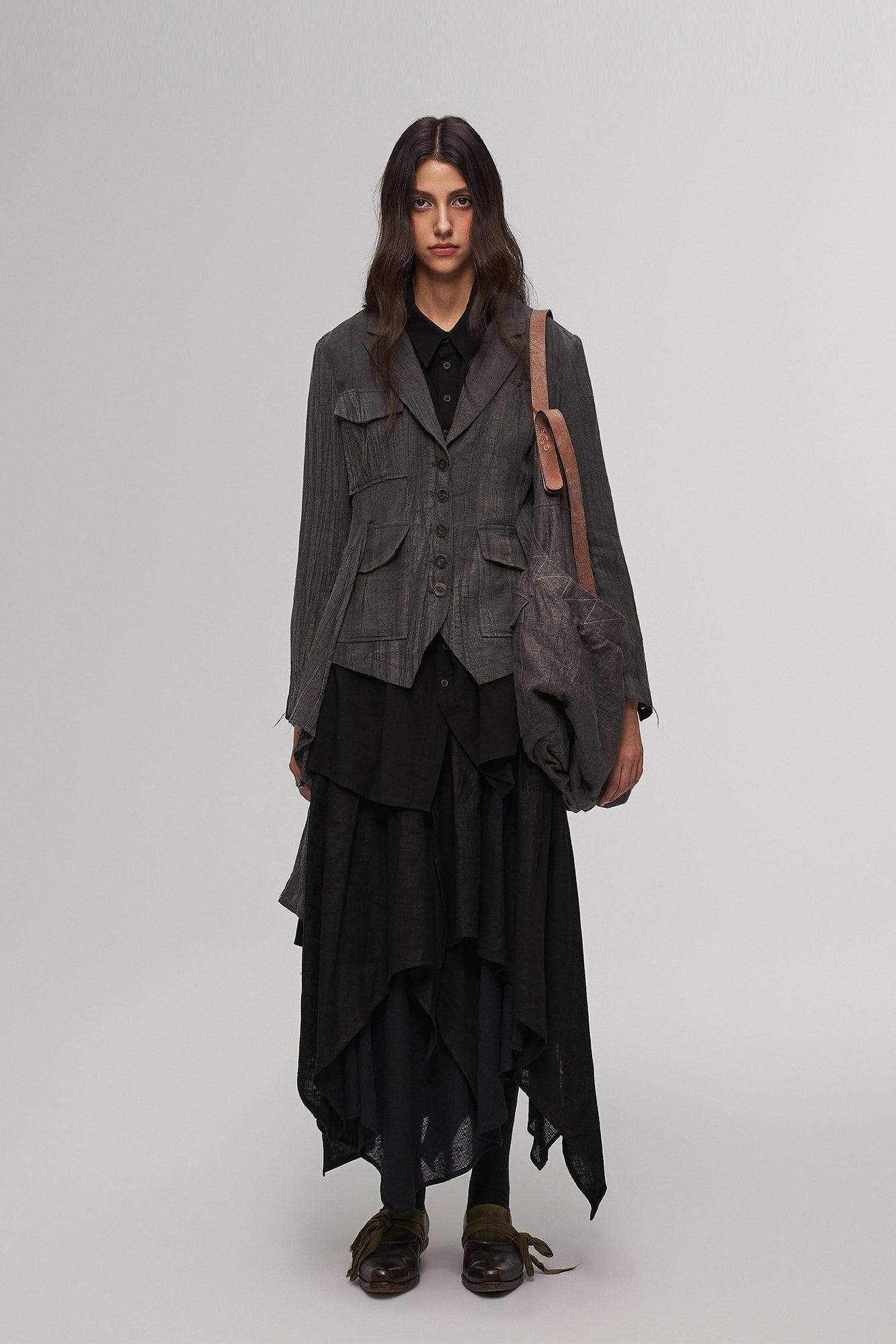 ILNya Nieternite Nifutur Asym Pleated Sheer Layered Skirt