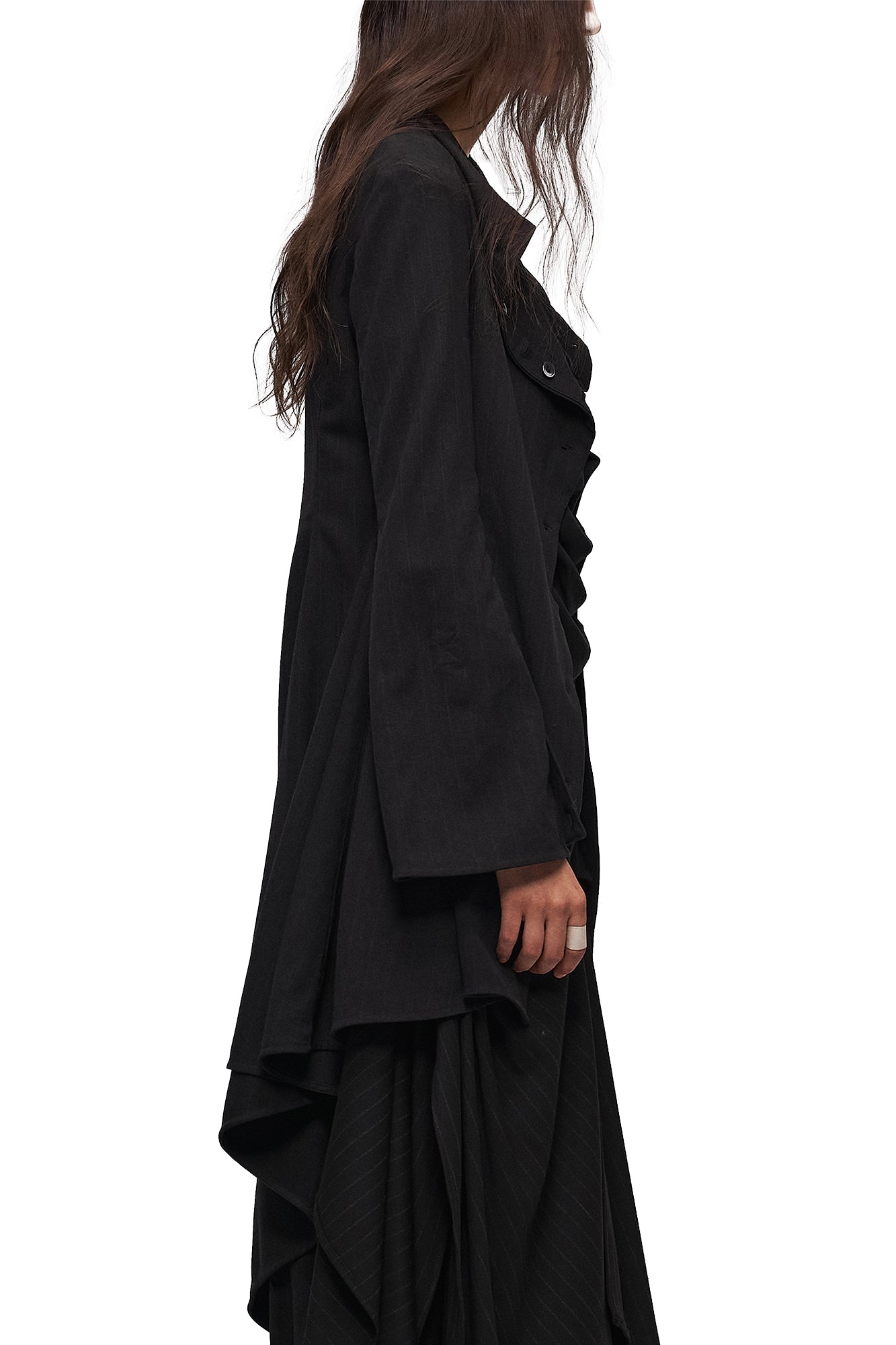 ILNya Nieternite Nifutur Cowl Neck Layered Flared Coat