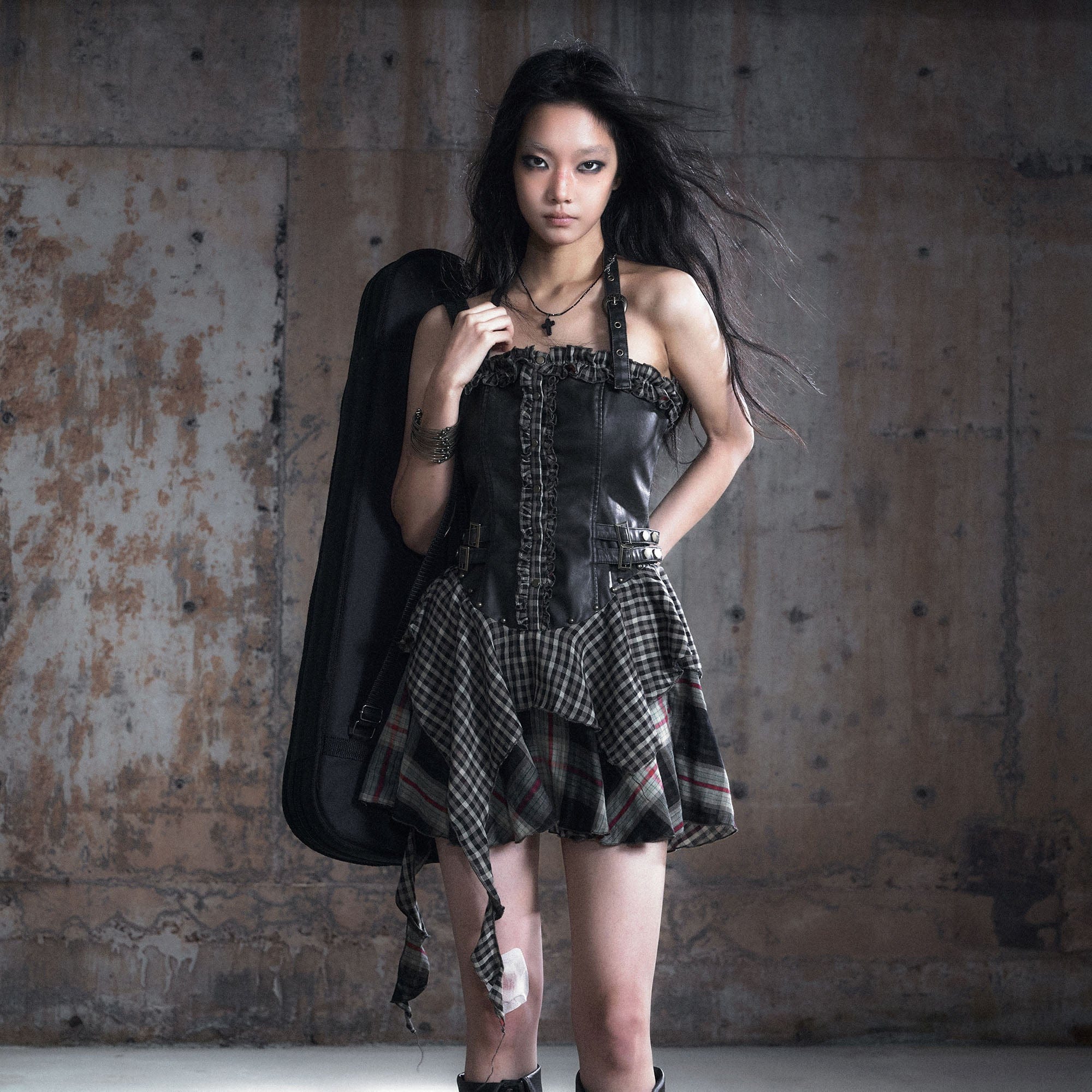 CESTNOUS Ruffled Trim Corset Layered Mini Dress