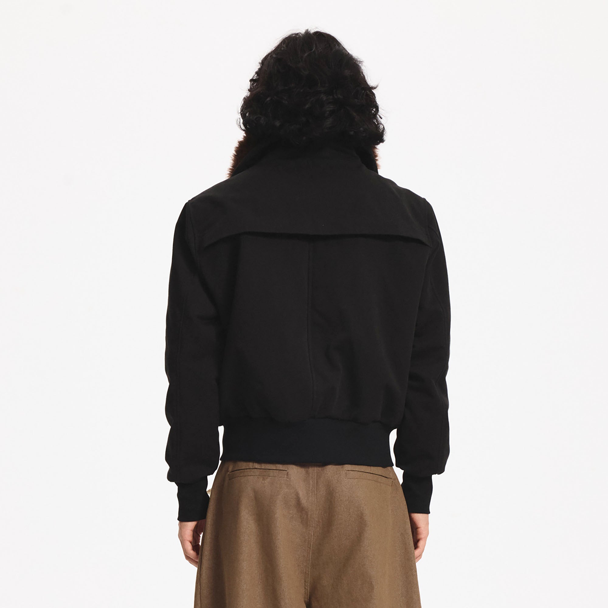 LEONSENSE Faux Fur Collar Toggle Cropped Bomber