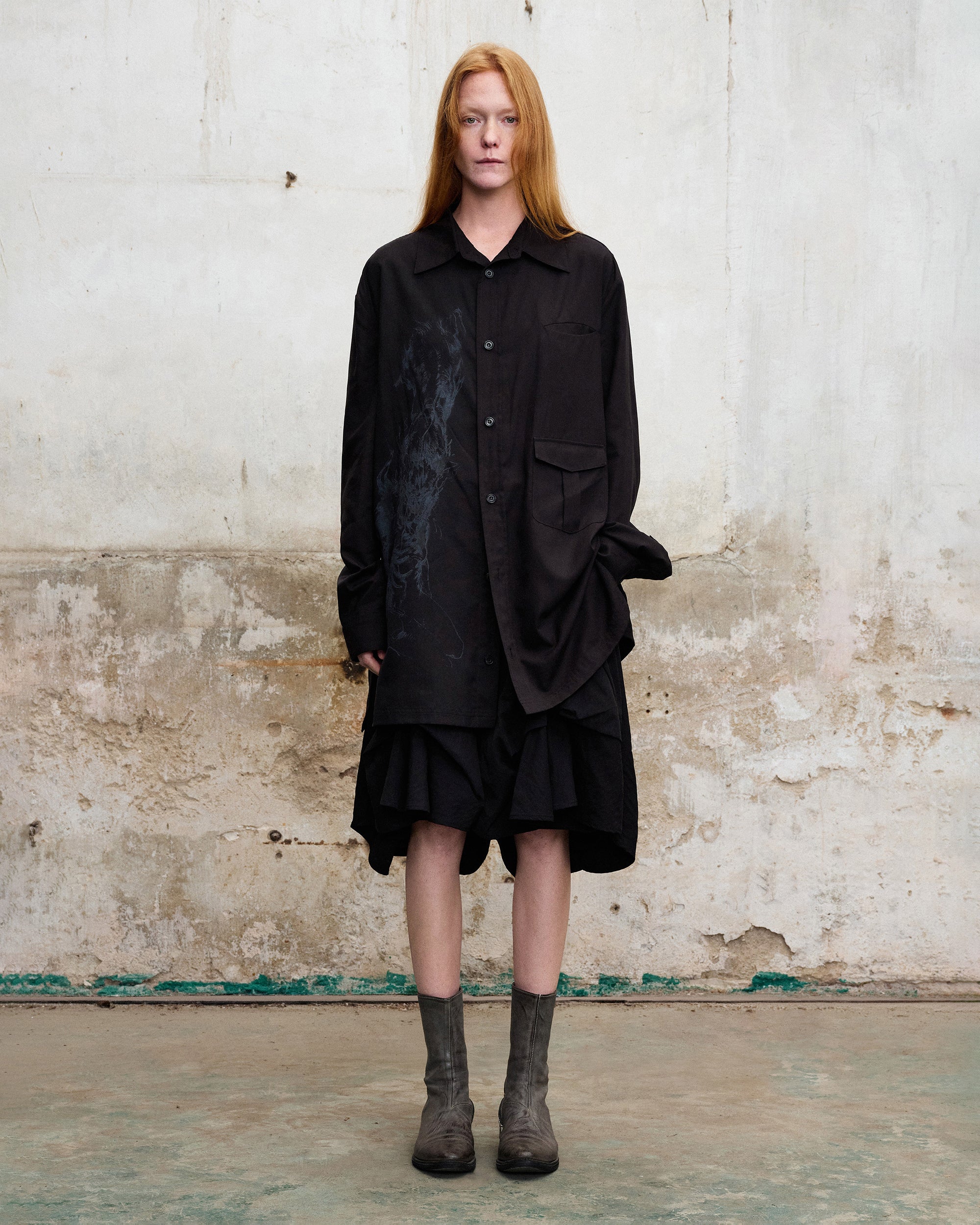 ILNya Nieternite Nifutur Layered Asymmetrical Skort Black