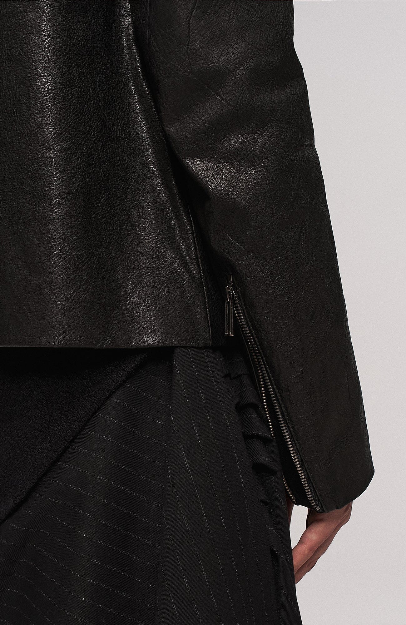 ILNya Nieternite Nifutur Asymmetric Ruffled Leather Biker Jacket