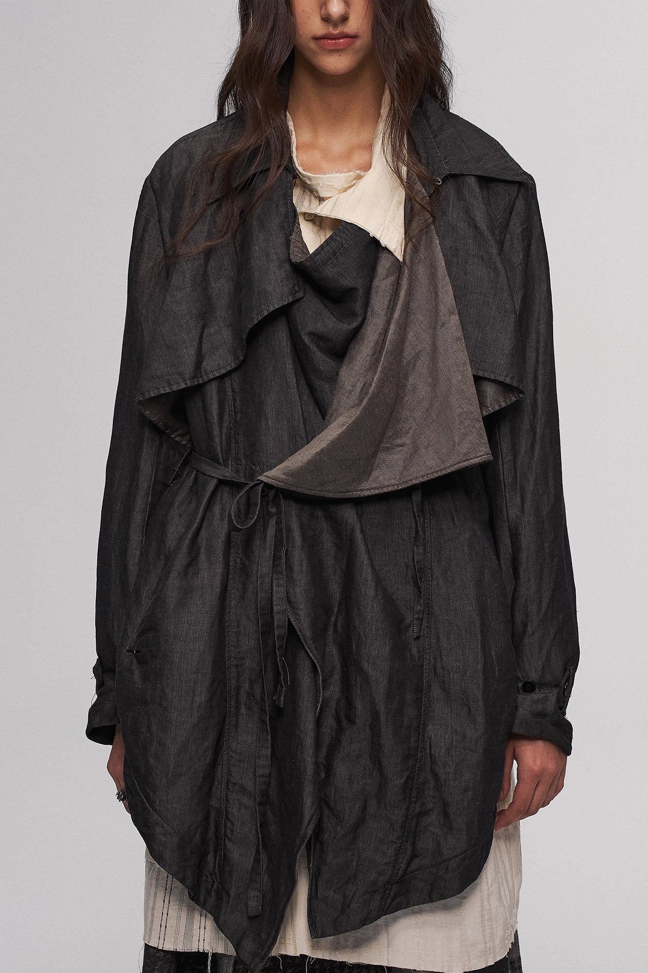 ILNya Nieternite Nifutur Asymmetric Draped-Flap Belted Jacket