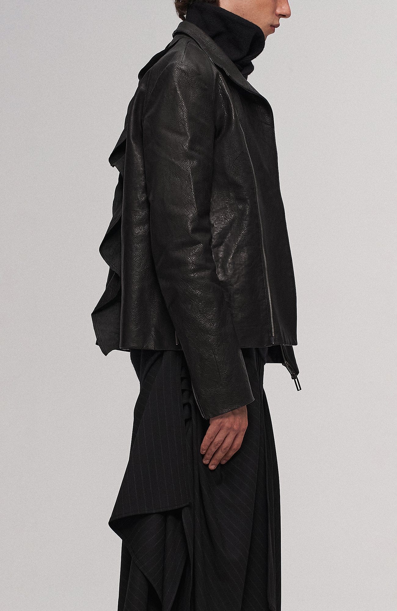 ILNya Nieternite Nifutur Asymmetric Ruffled Leather Biker Jacket