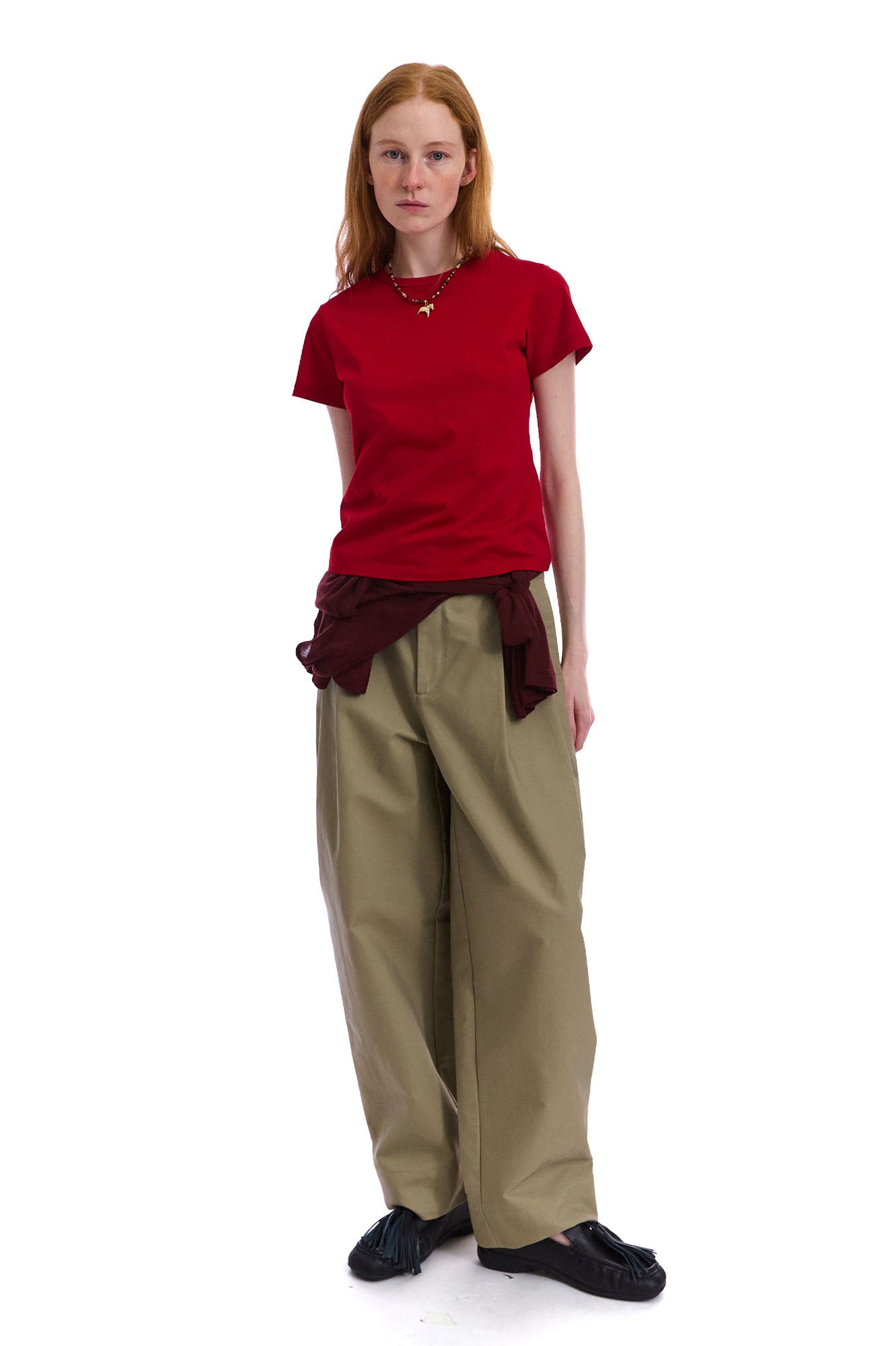 NEVERSEEZ Embroidered Stitched Pleated Barrel Trousers