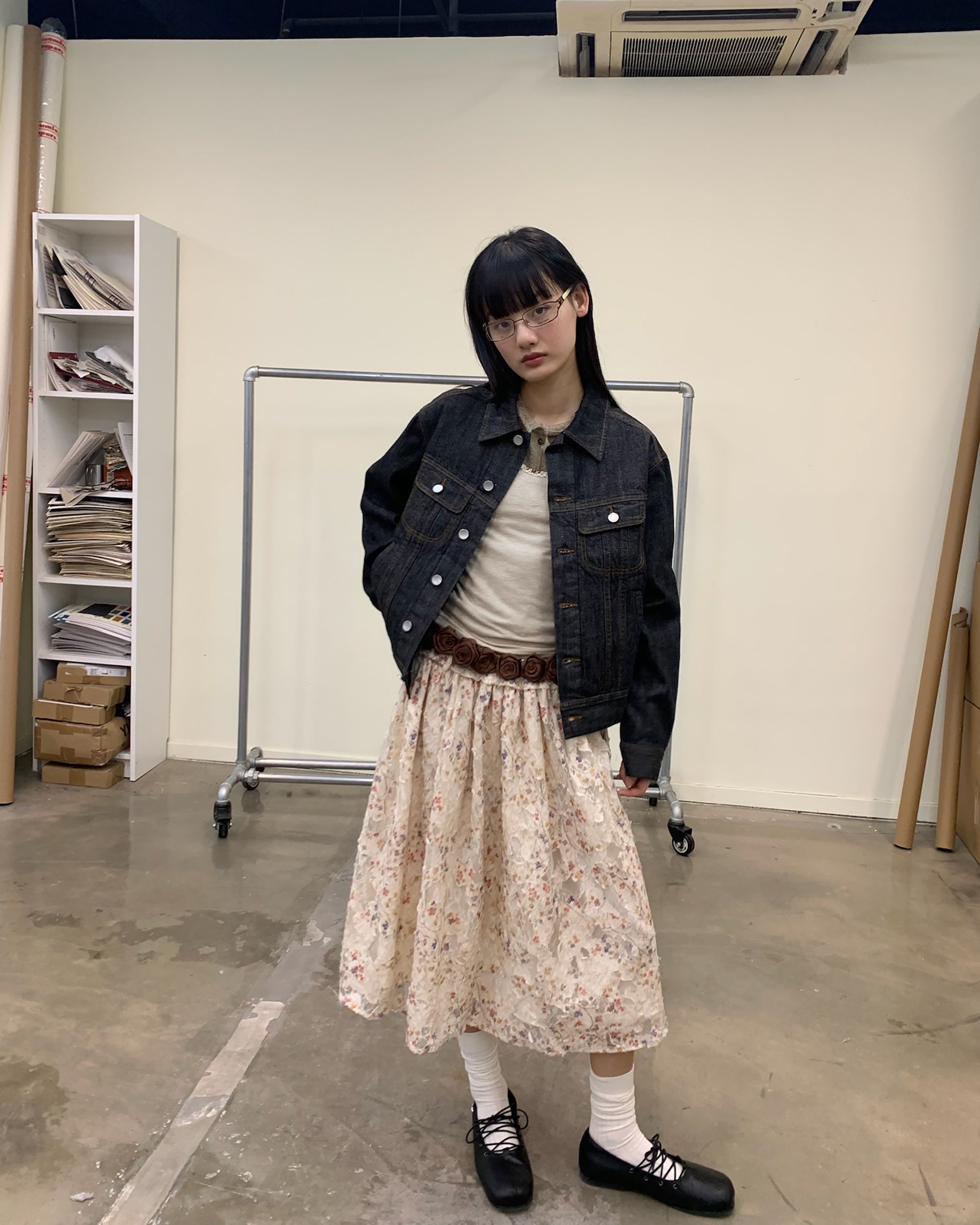 NEVERSEEZ Layered Sheer Floral Skirt