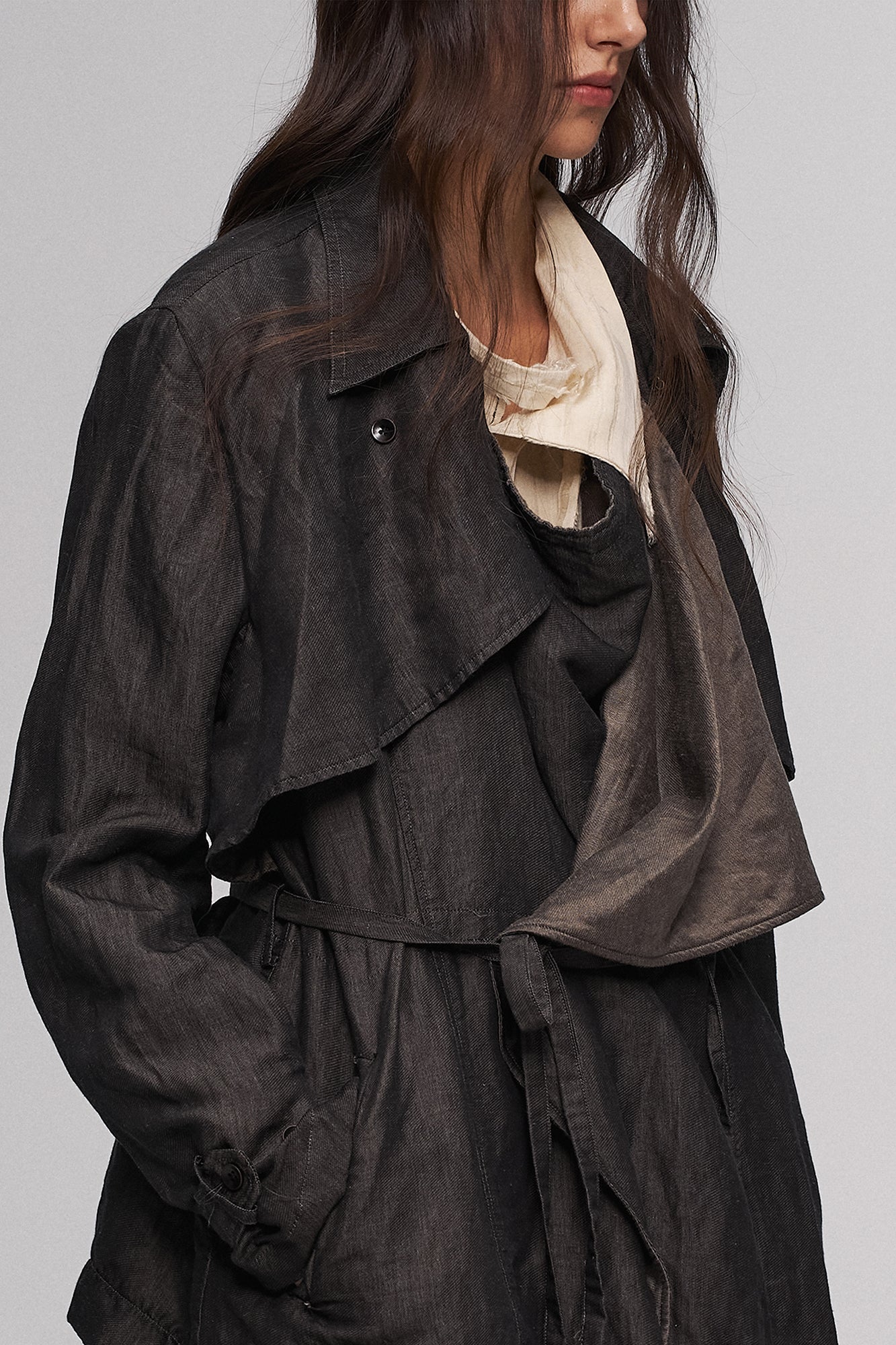 ILNya Nieternite Nifutur Asymmetric Draped-Flap Belted Jacket