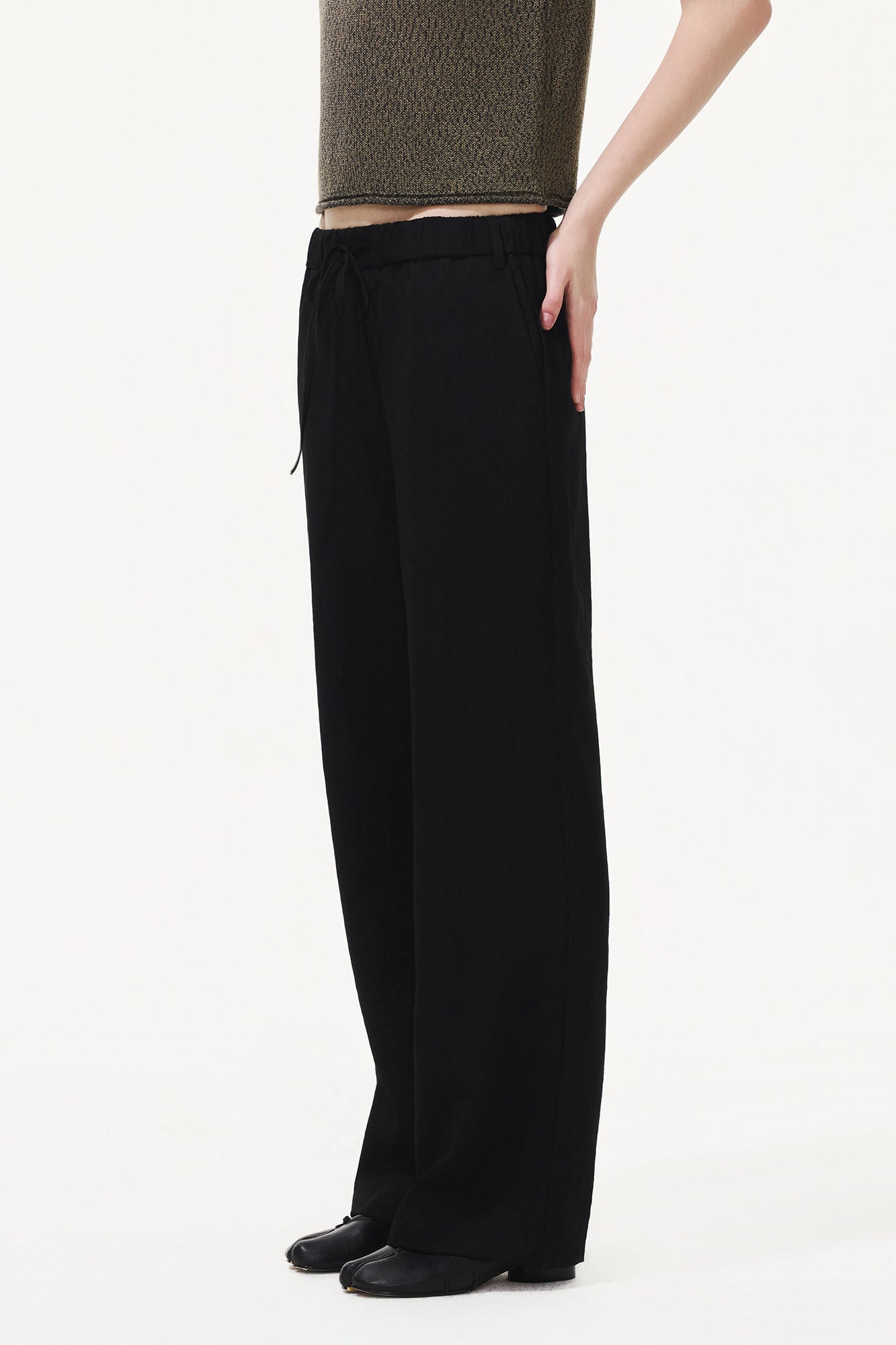 ARTIFICIAL WORLD Draped Drawstring Wide-Leg Pants